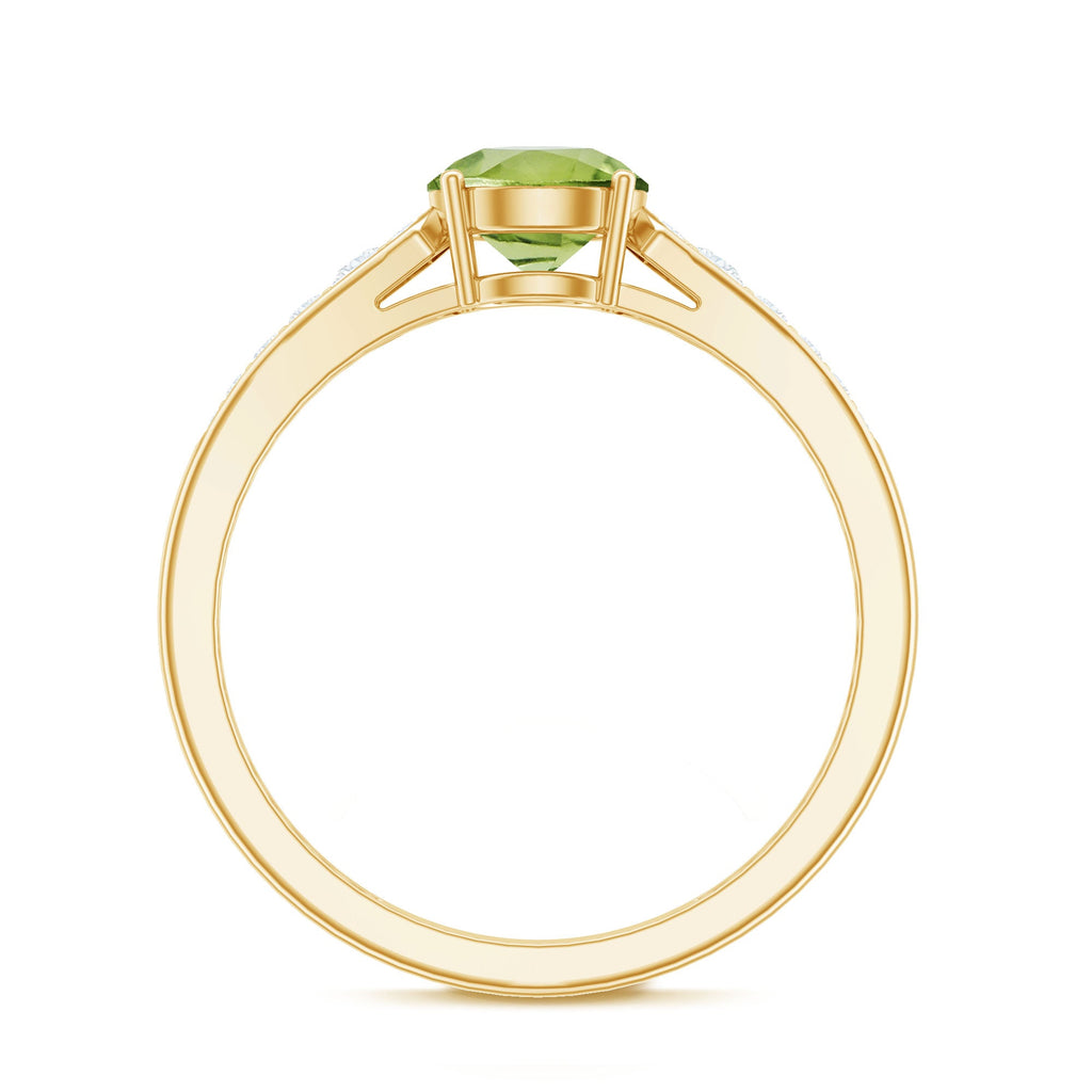 Natural Solitaire 2 Carat Peridot Engagement Ring with Diamond