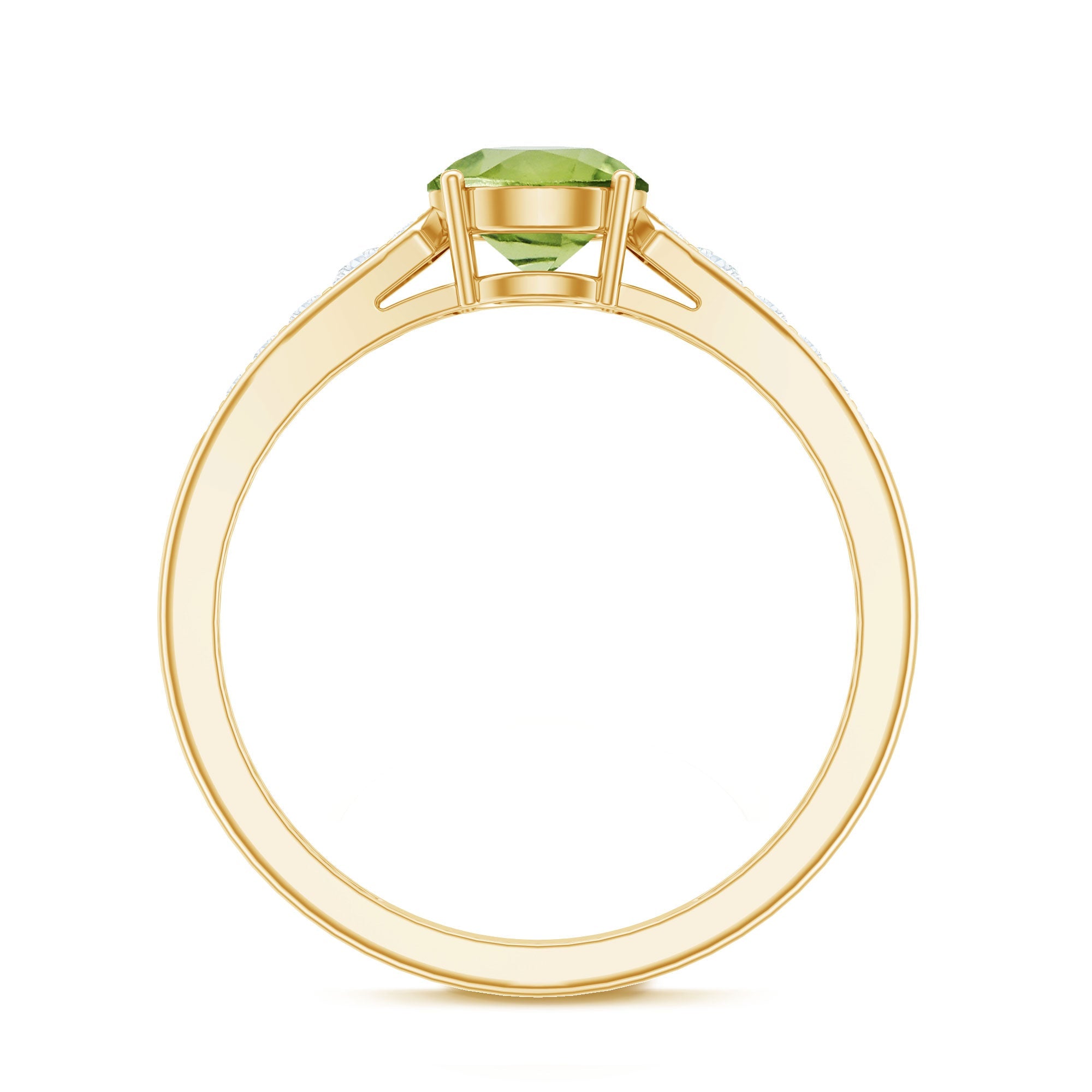 Natural Solitaire 2 Carat Peridot Engagement Ring with Diamond