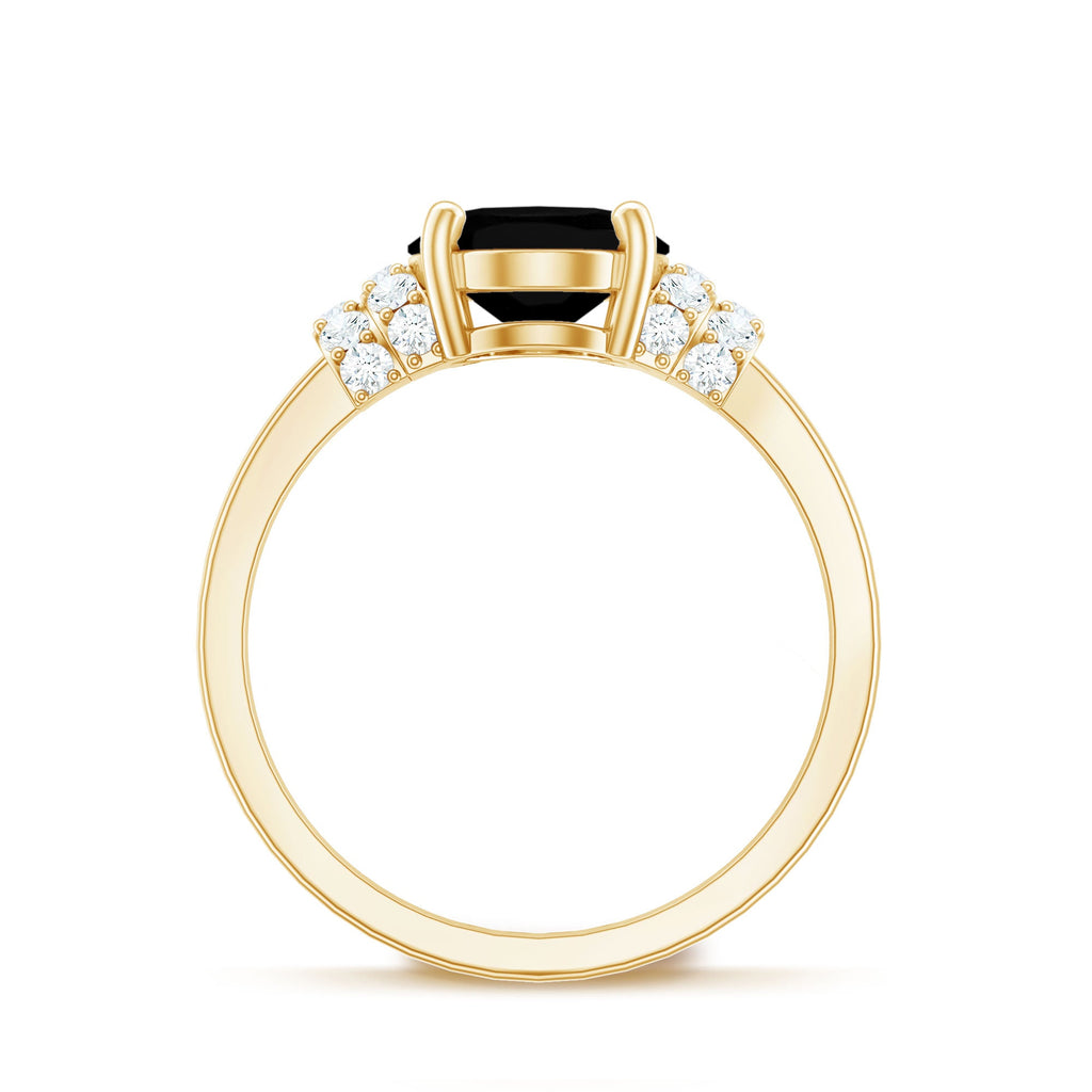 4.2 Carat Lab Grown Black Diamond Oval Engagement Ring with White Diamond