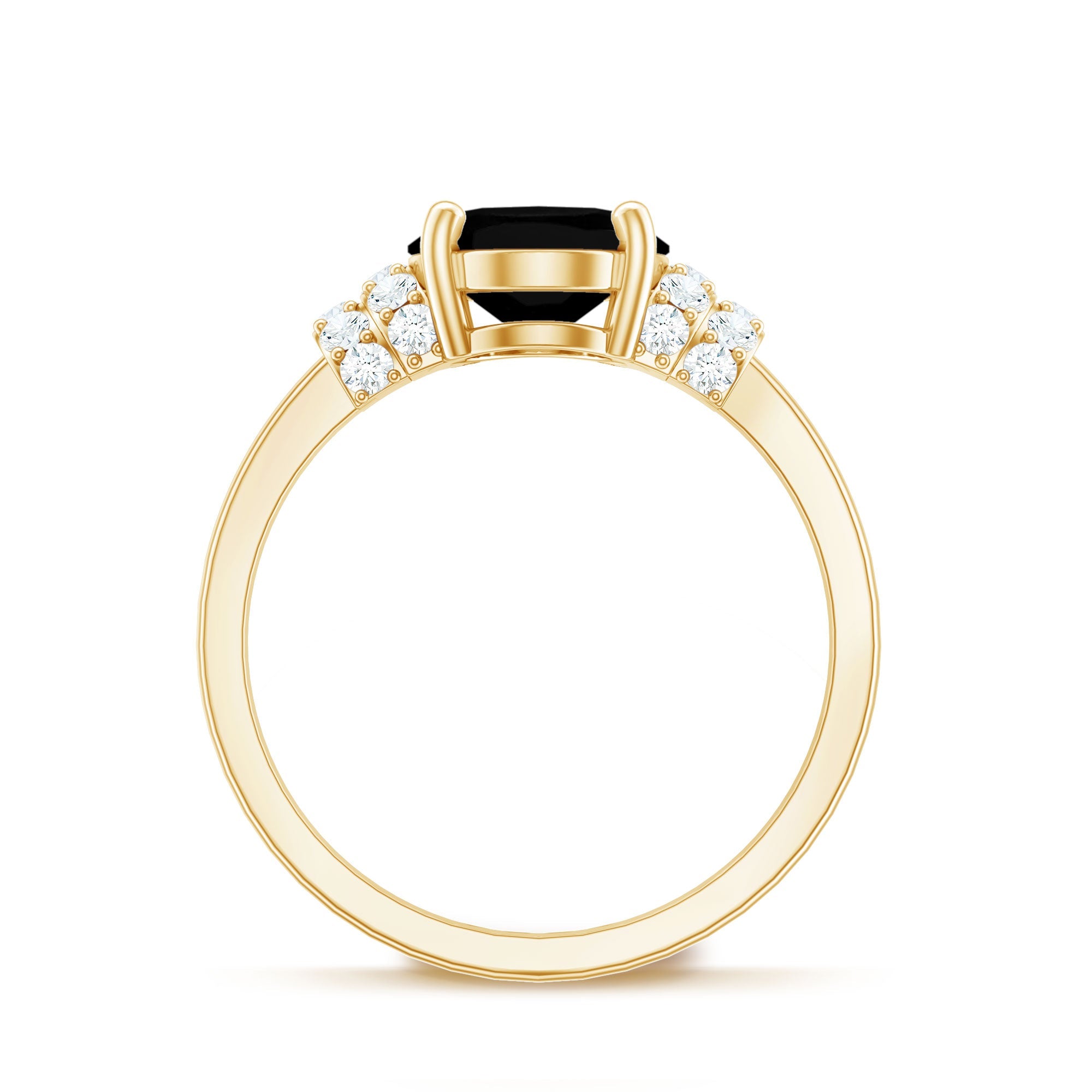 4.2 Carat Lab Grown Black Diamond Oval Engagement Ring with White Diamond