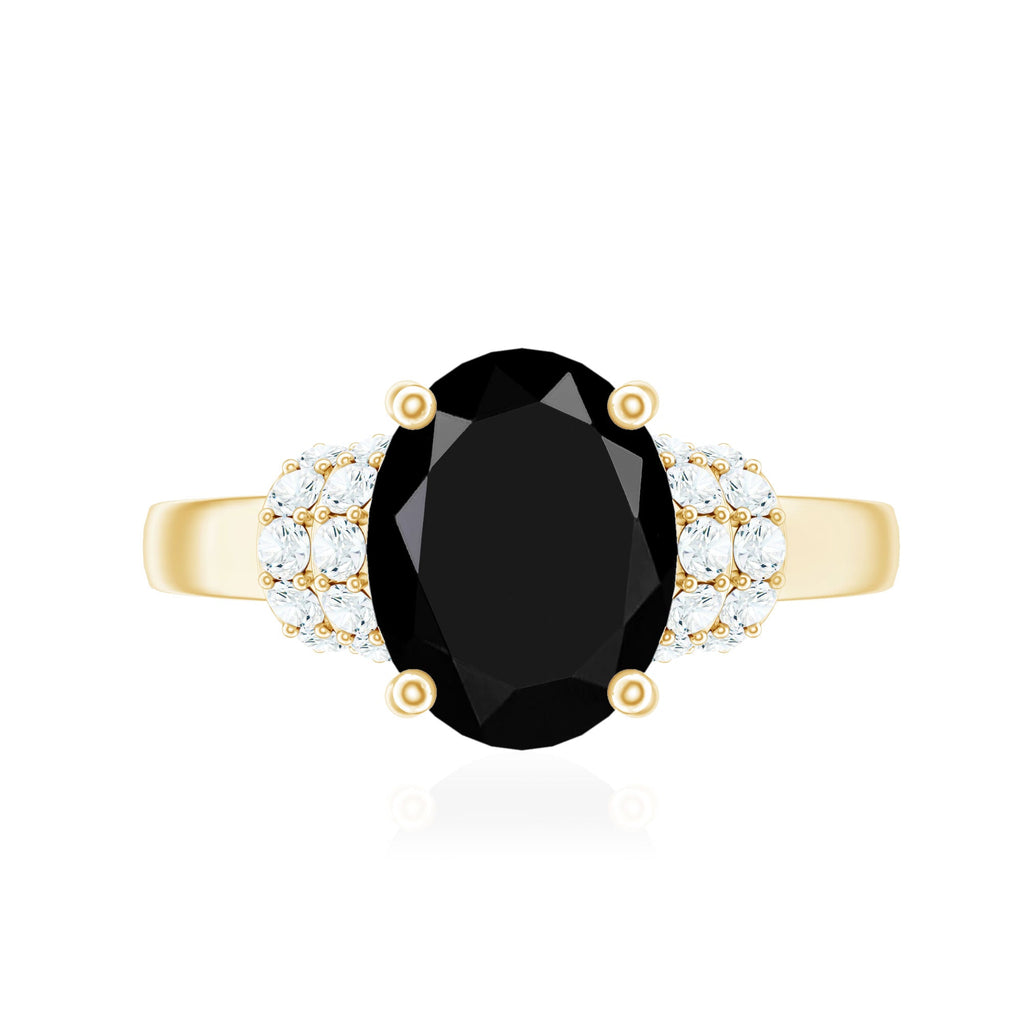 4.2 Carat Lab Grown Black Diamond Oval Engagement Ring with White Diamond