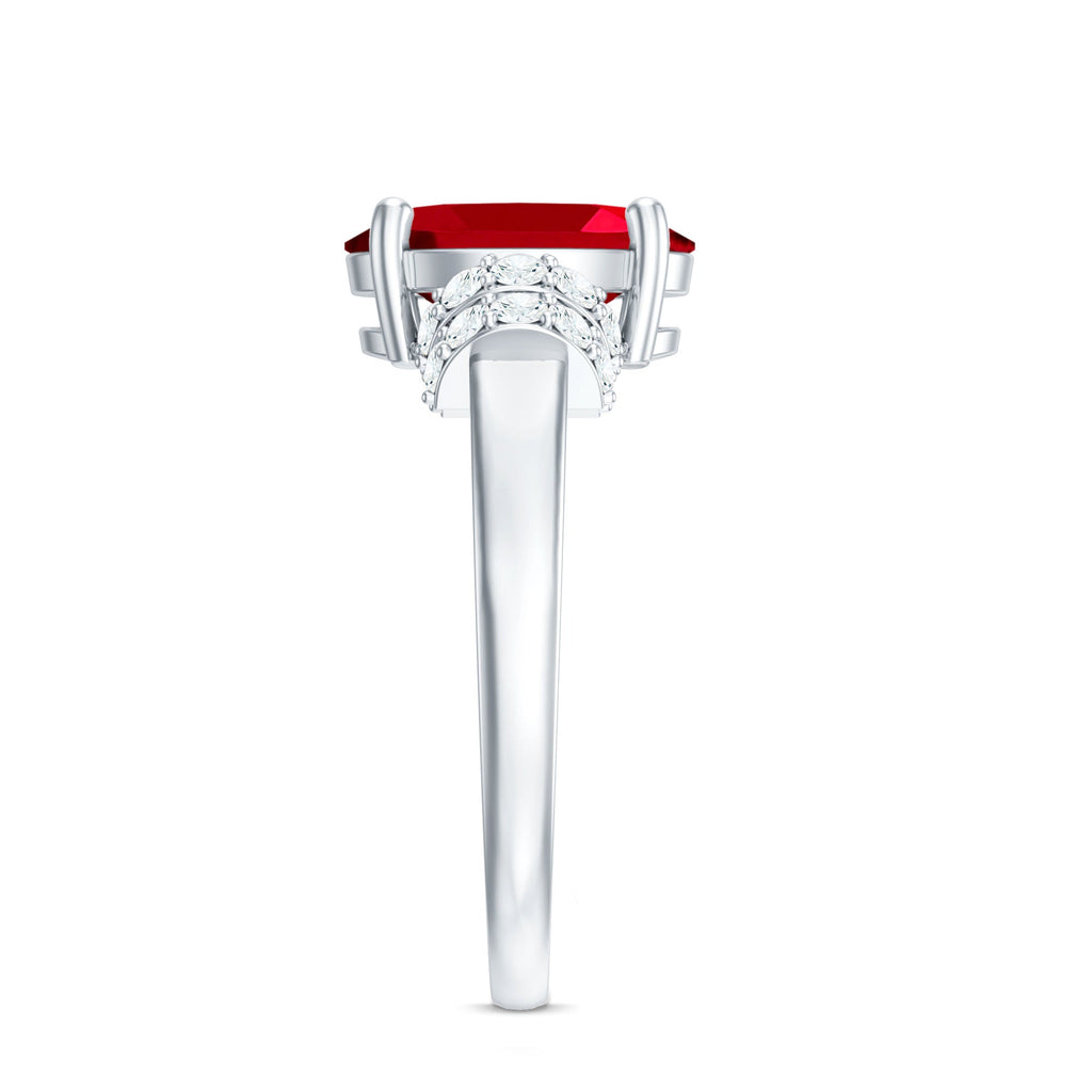 4 Carat Lab Created Ruby Oval Engagement Ring with Diamonds