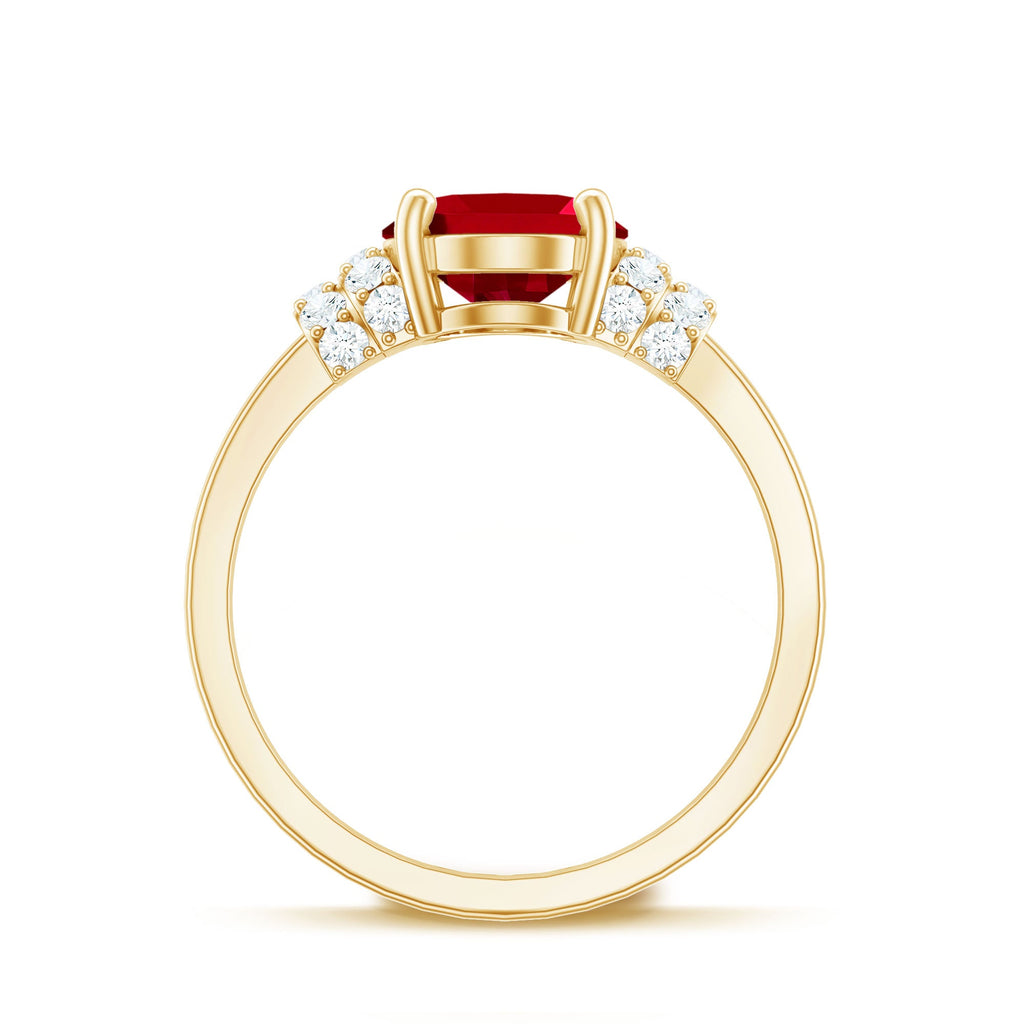 4 Carat Lab Created Ruby Oval Engagement Ring with Diamonds
