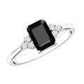 1.6 Carat Lab Grown Black Diamond Emerald Cut Engagement Ring with White Diamond