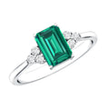 Certified 1.6 Carat Lab Grown Emerald Cut Emerald Engagement Ring with Diamond Trio