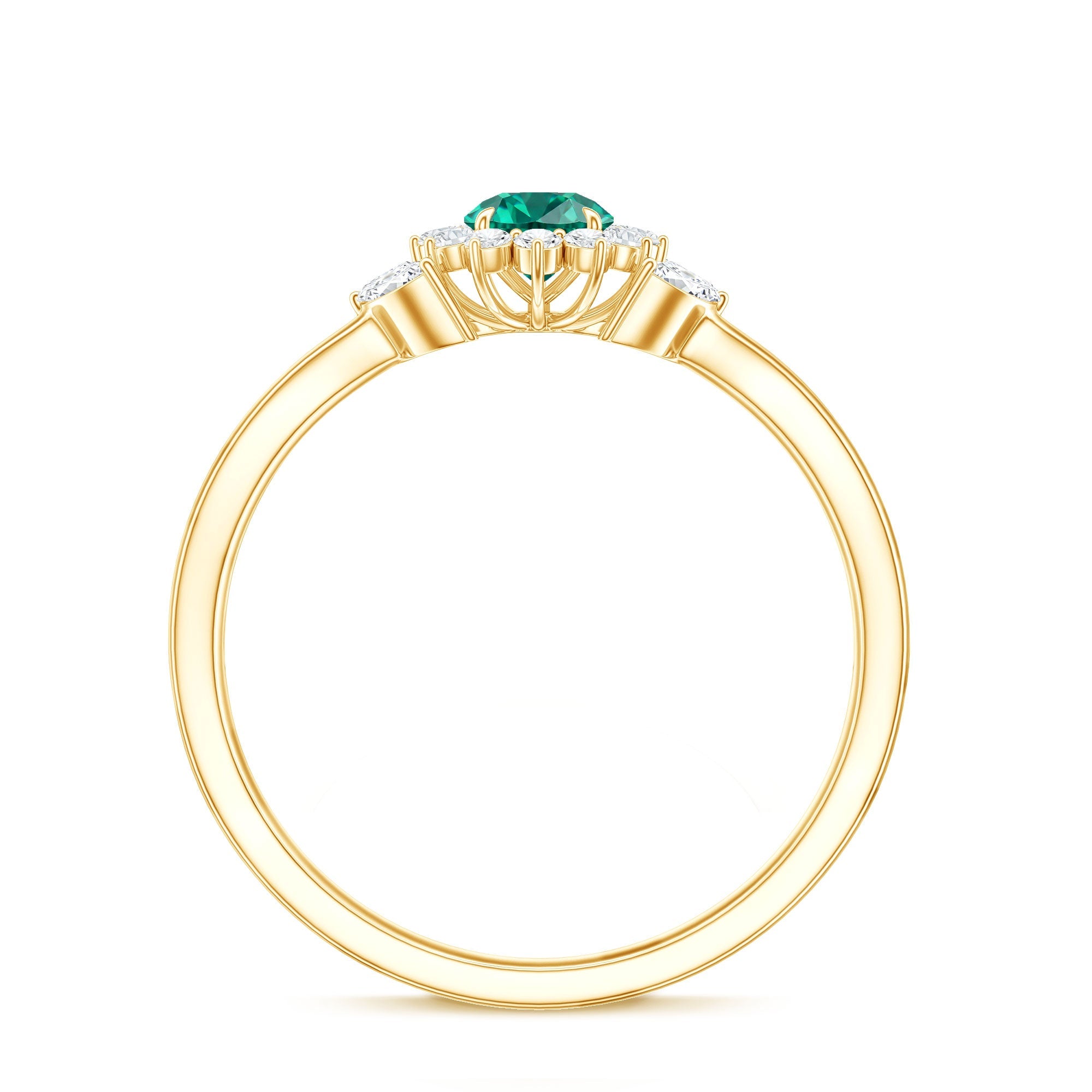 Certified Lab Grown Emerald Diamond Flower Engagement Ring with Split Shank