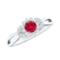 Certified Lab Grown Ruby Diamond Flower Engagement Ring for Women