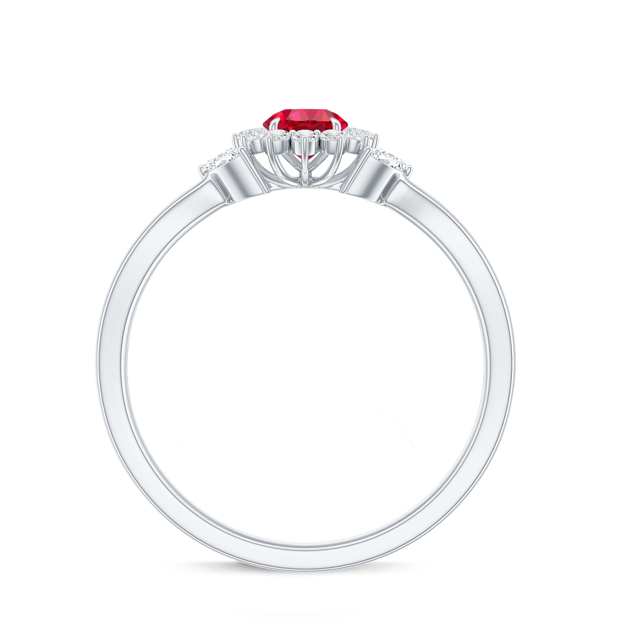 Certified Lab Grown Ruby Diamond Flower Engagement Ring for Women
