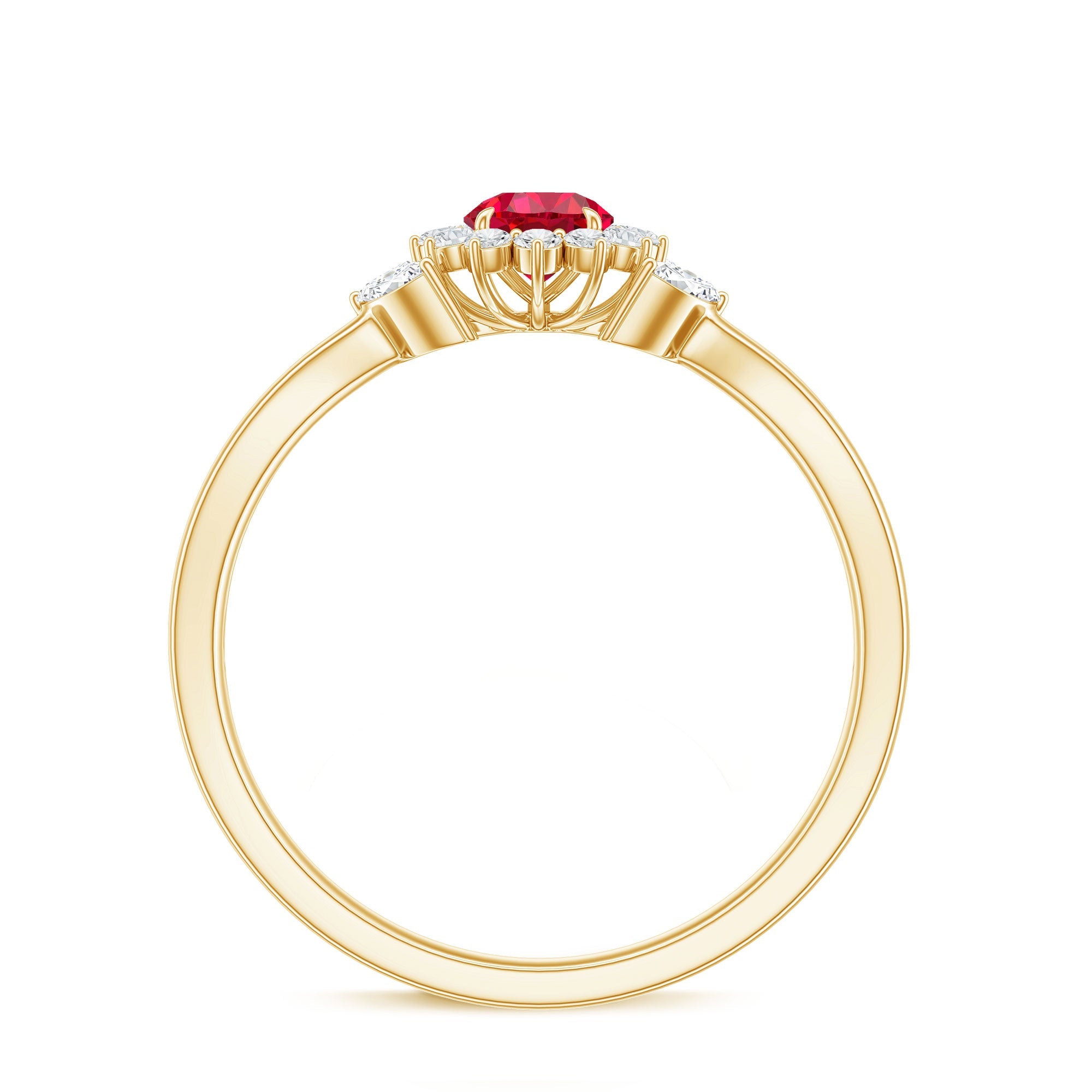 Certified Lab Grown Ruby Diamond Flower Engagement Ring for Women