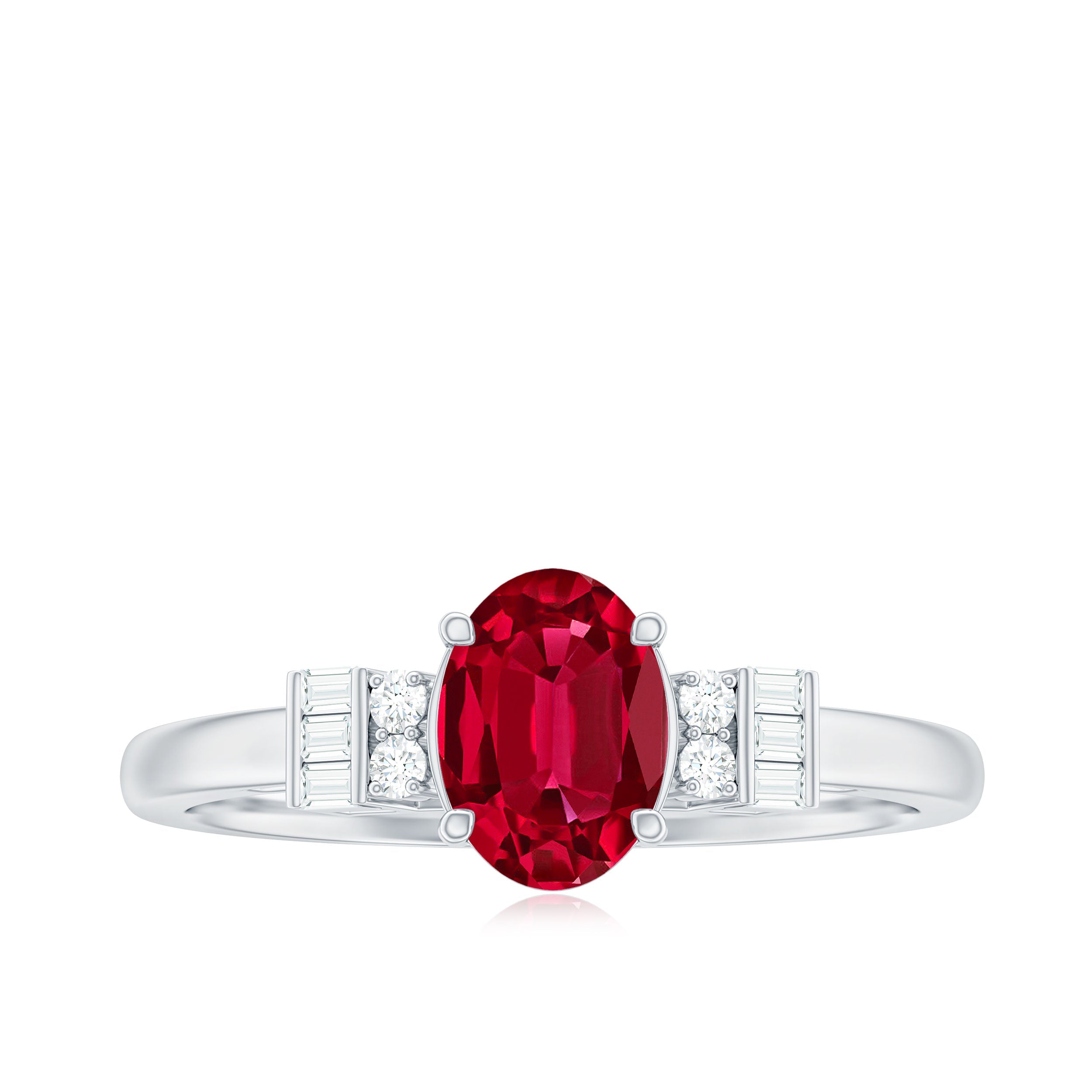 Classic Lab Grown Ruby Engagement Ring with Diamond Stones