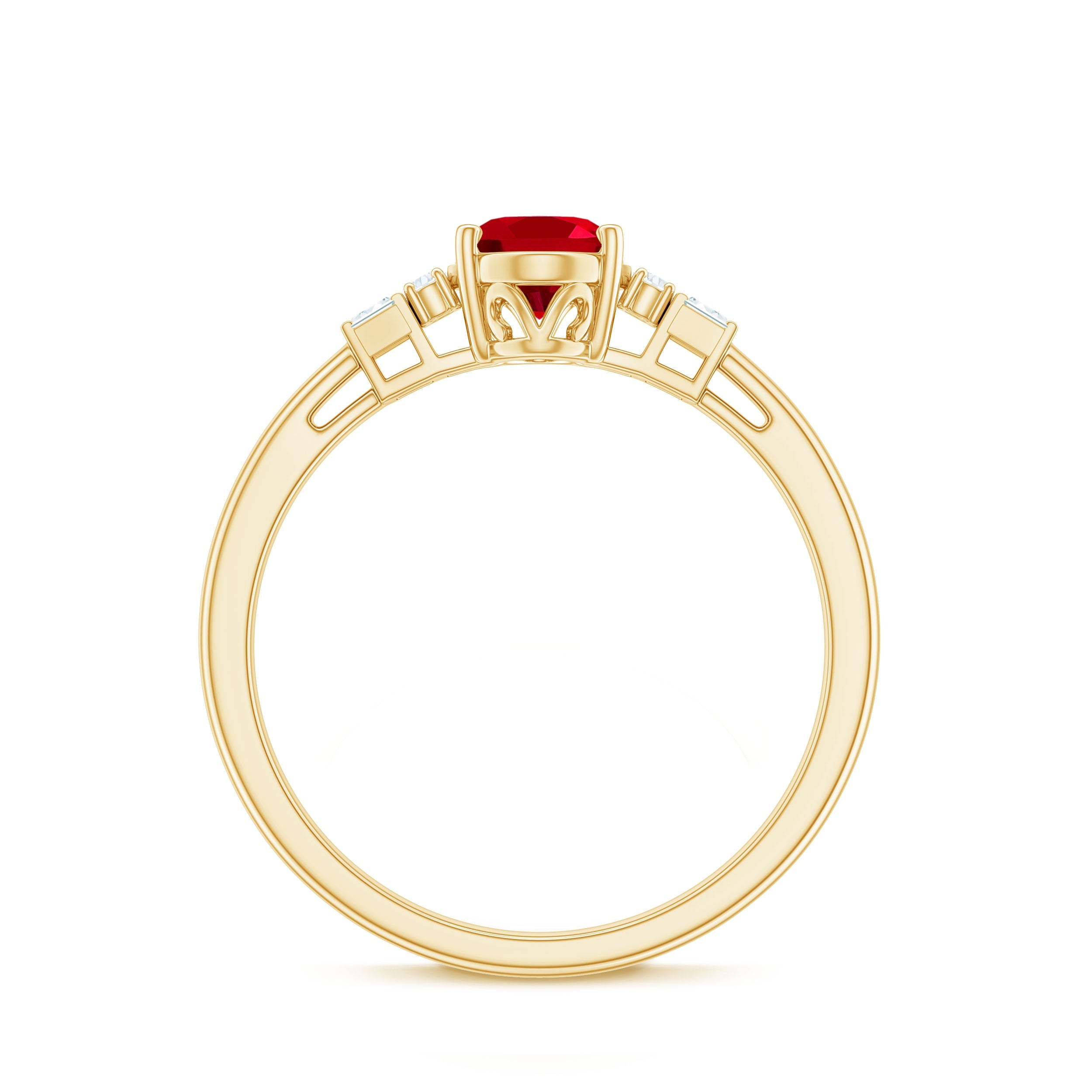 Classic Lab Grown Ruby Engagement Ring with Diamond Stones