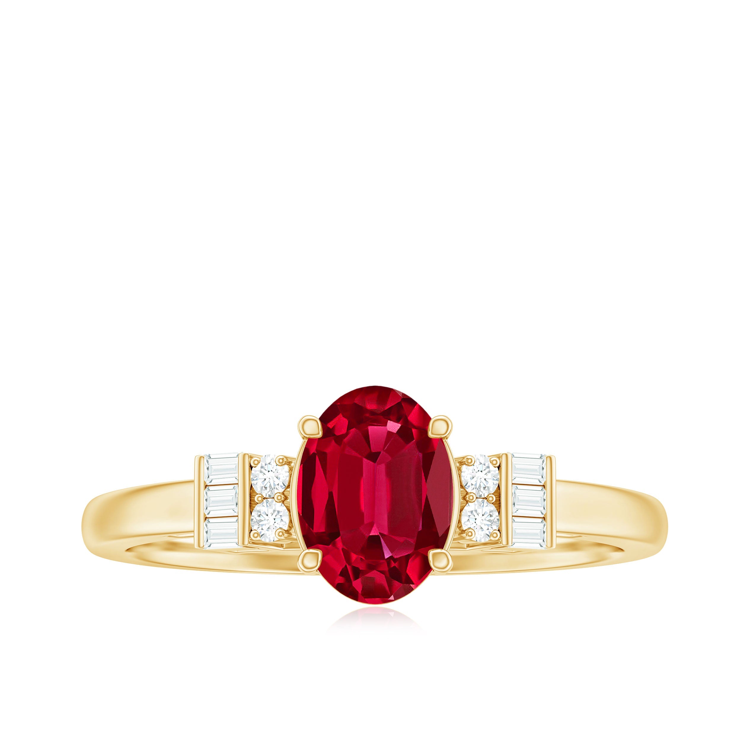 Classic Lab Grown Ruby Engagement Ring with Diamond Stones