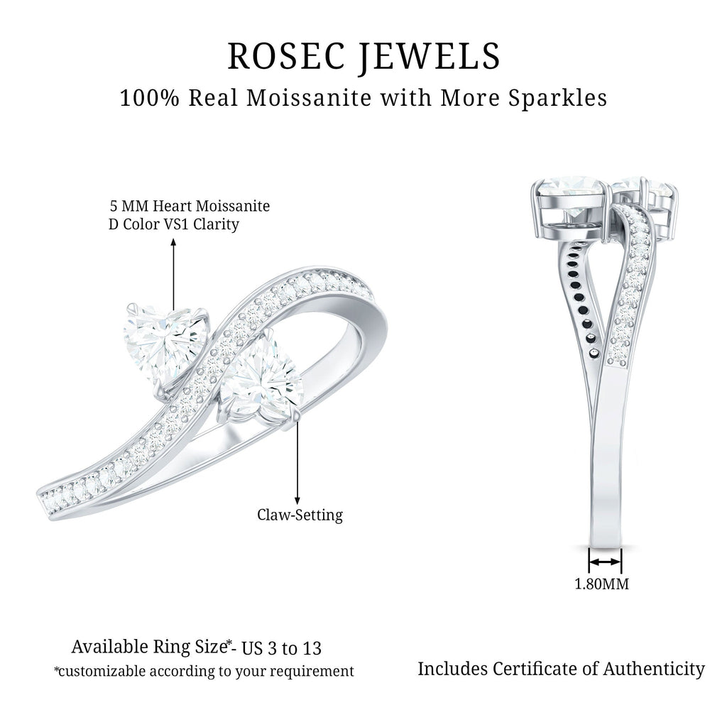 Moissanite Two Stone Pre Engagement Ring