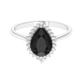 Certified 4.8 Carat Lab Grown Black Diamond Pear Shaped Engagement Ring with White Diamond Halo