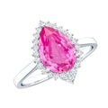 Pear Created Pink Sapphire Cocktail Halo Ring with Diamond