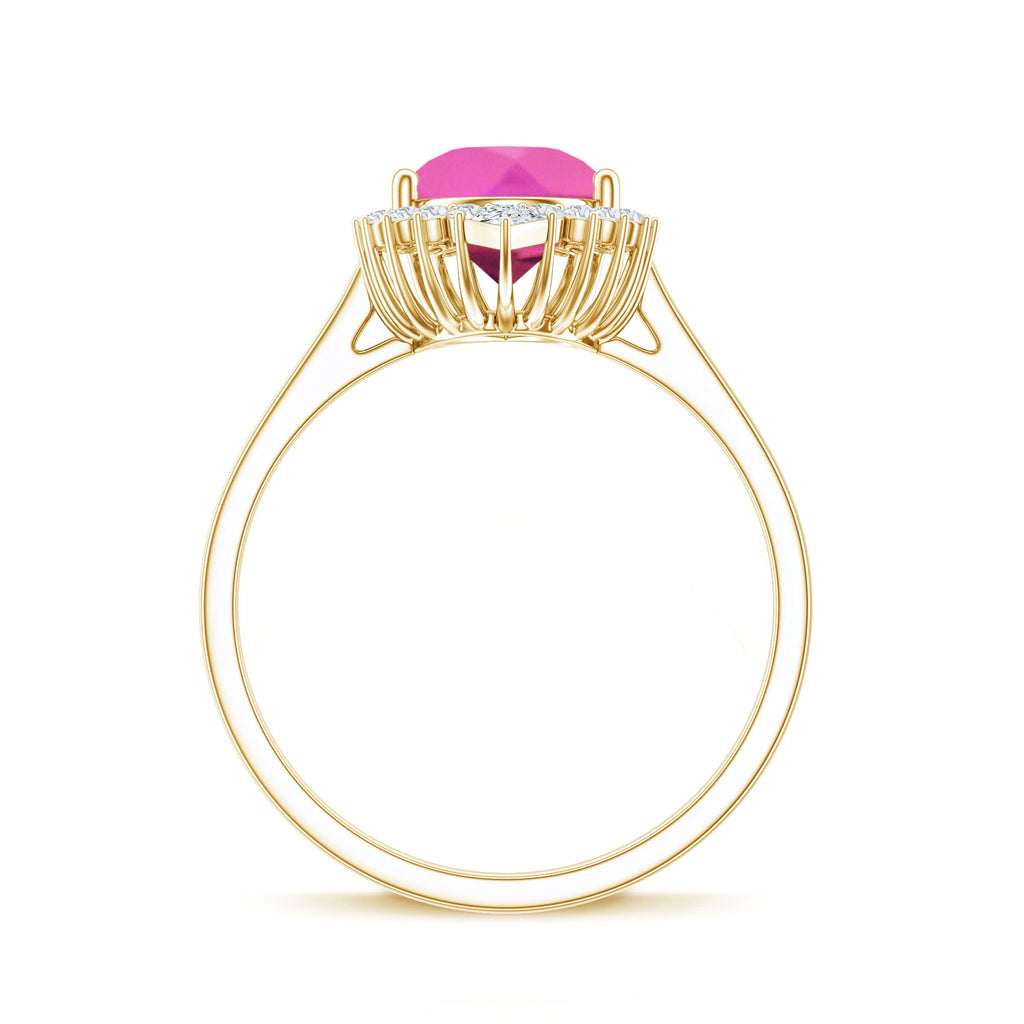 Pear Created Pink Sapphire Cocktail Halo Ring with Diamond