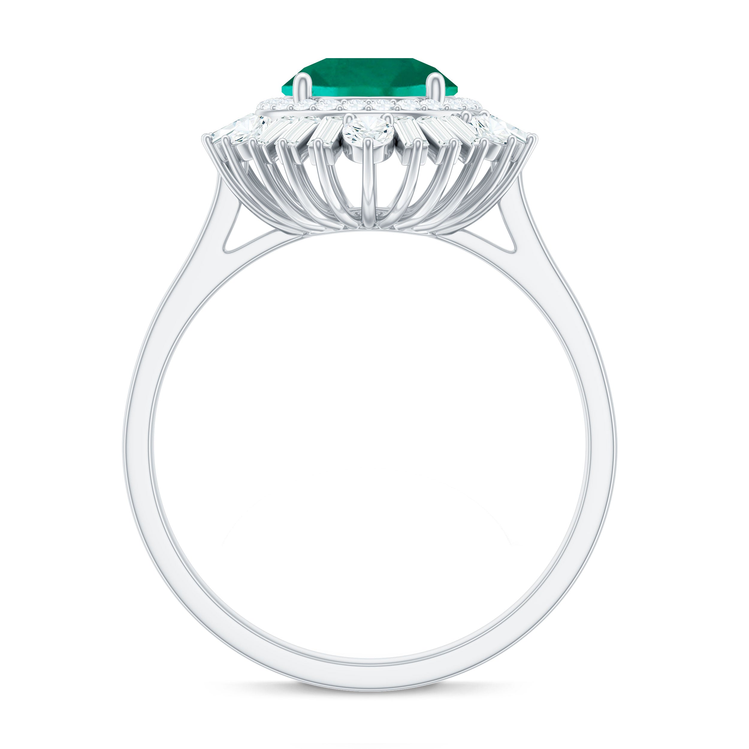 Certified 2 Carat Lab Grown Emerald Cocktail Ring with Double Halo