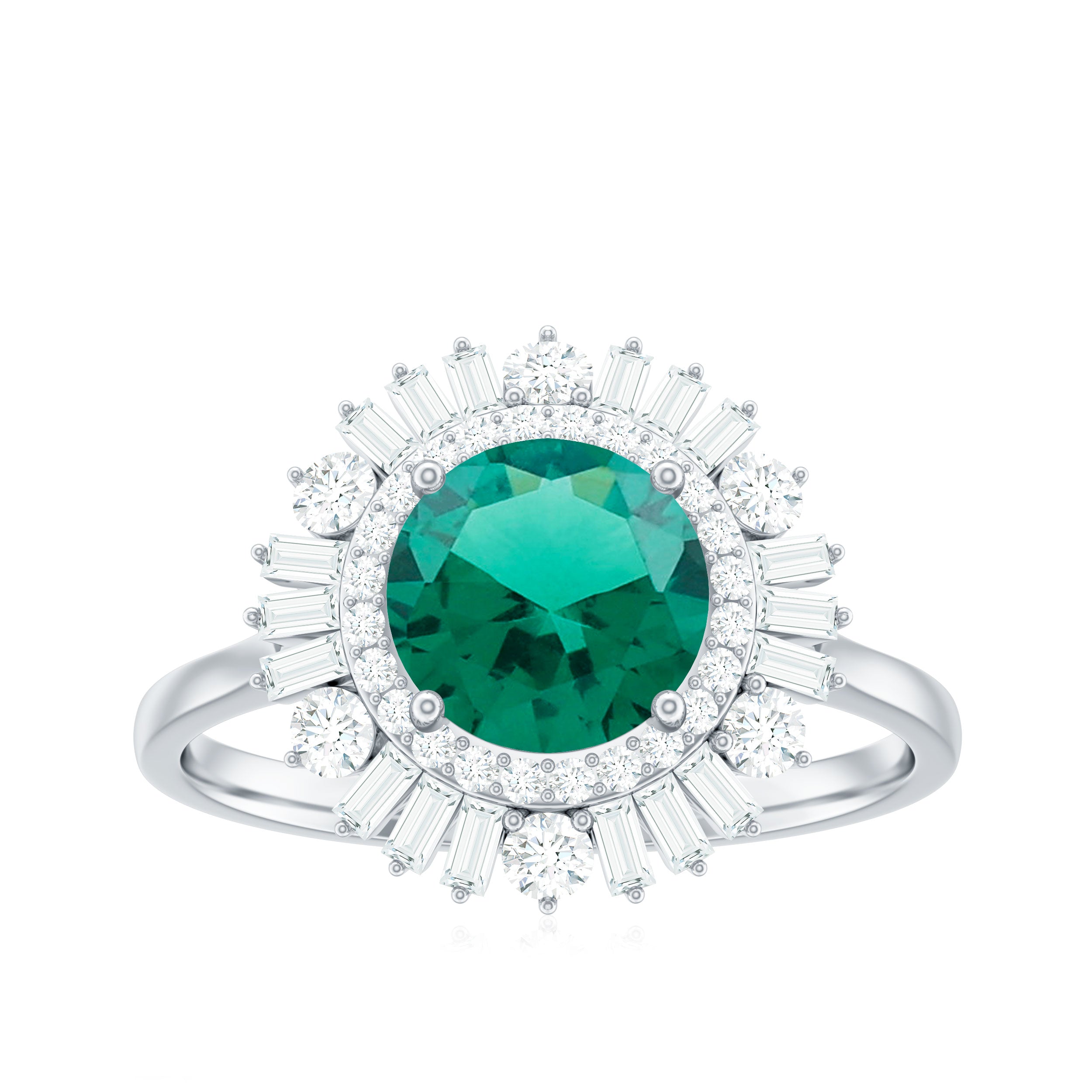 Certified 2 Carat Lab Grown Emerald Cocktail Ring with Double Halo