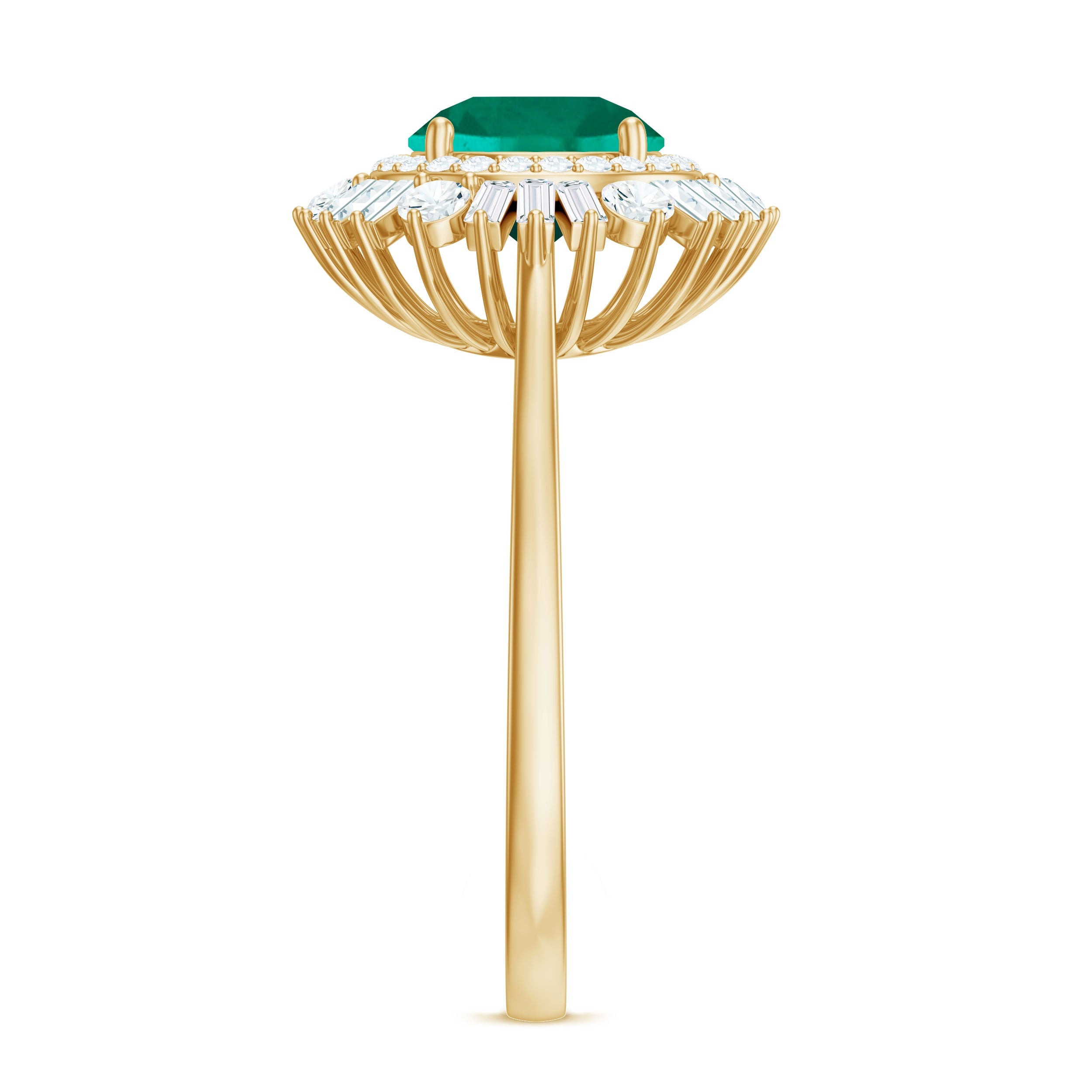 Certified 2 Carat Lab Grown Emerald Cocktail Ring with Double Halo