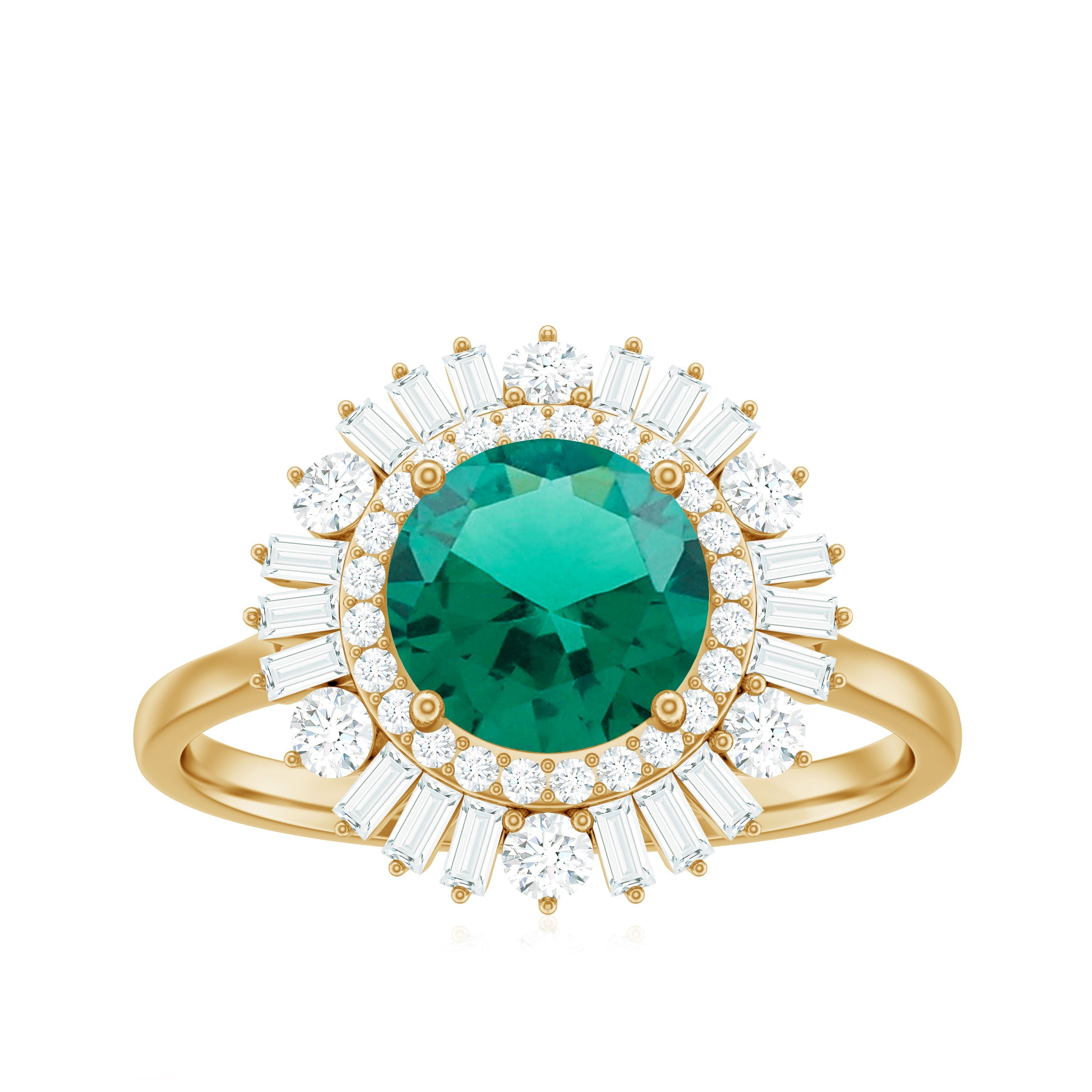 Certified 2 Carat Lab Grown Emerald Cocktail Ring with Double Halo