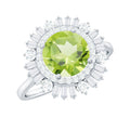 Certified Real 2 Carat Peridot Engagement Ring with Moissanite Double Halo