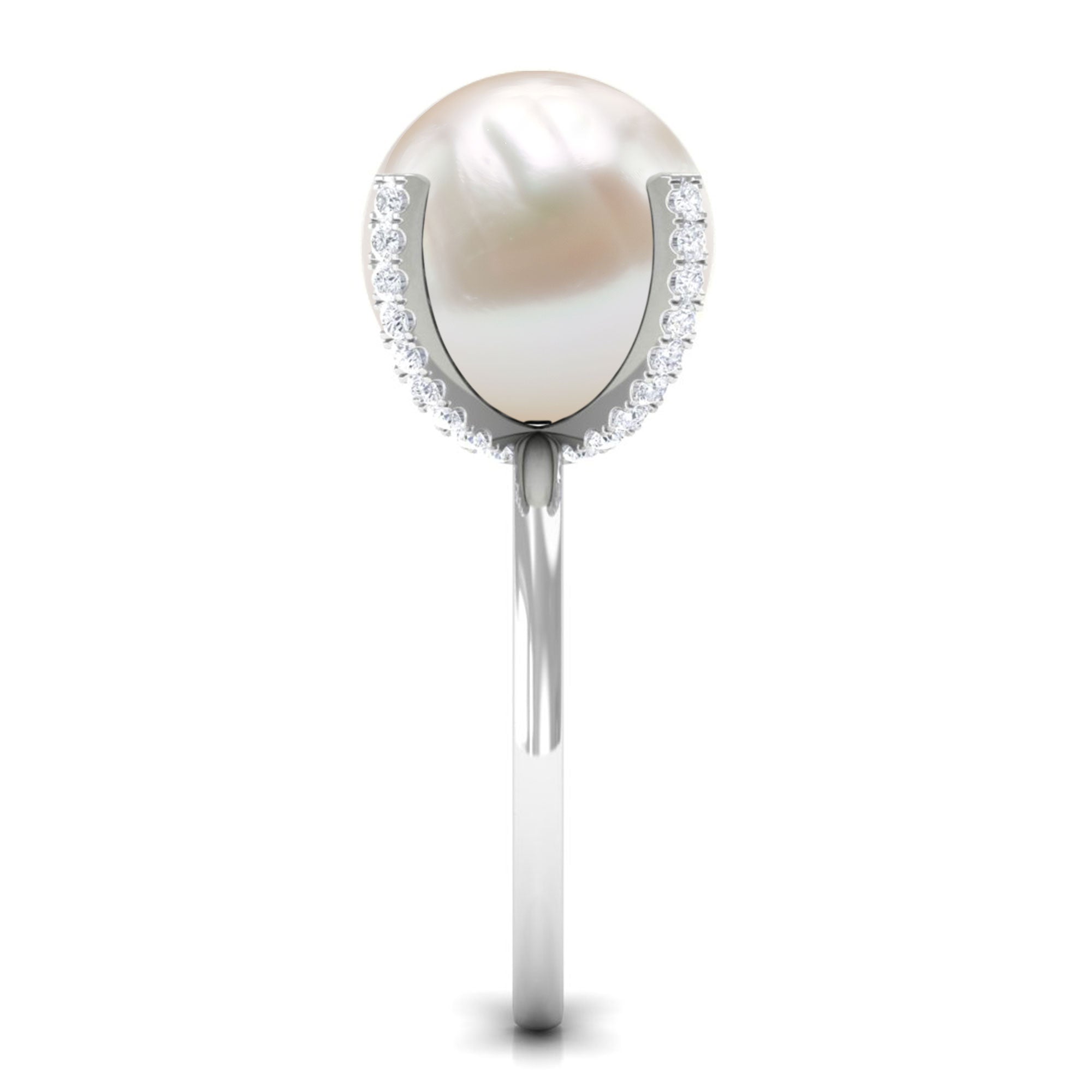 Real 11 Carat Freshwater Pearl Solitaire Engagement Ring with Diamond