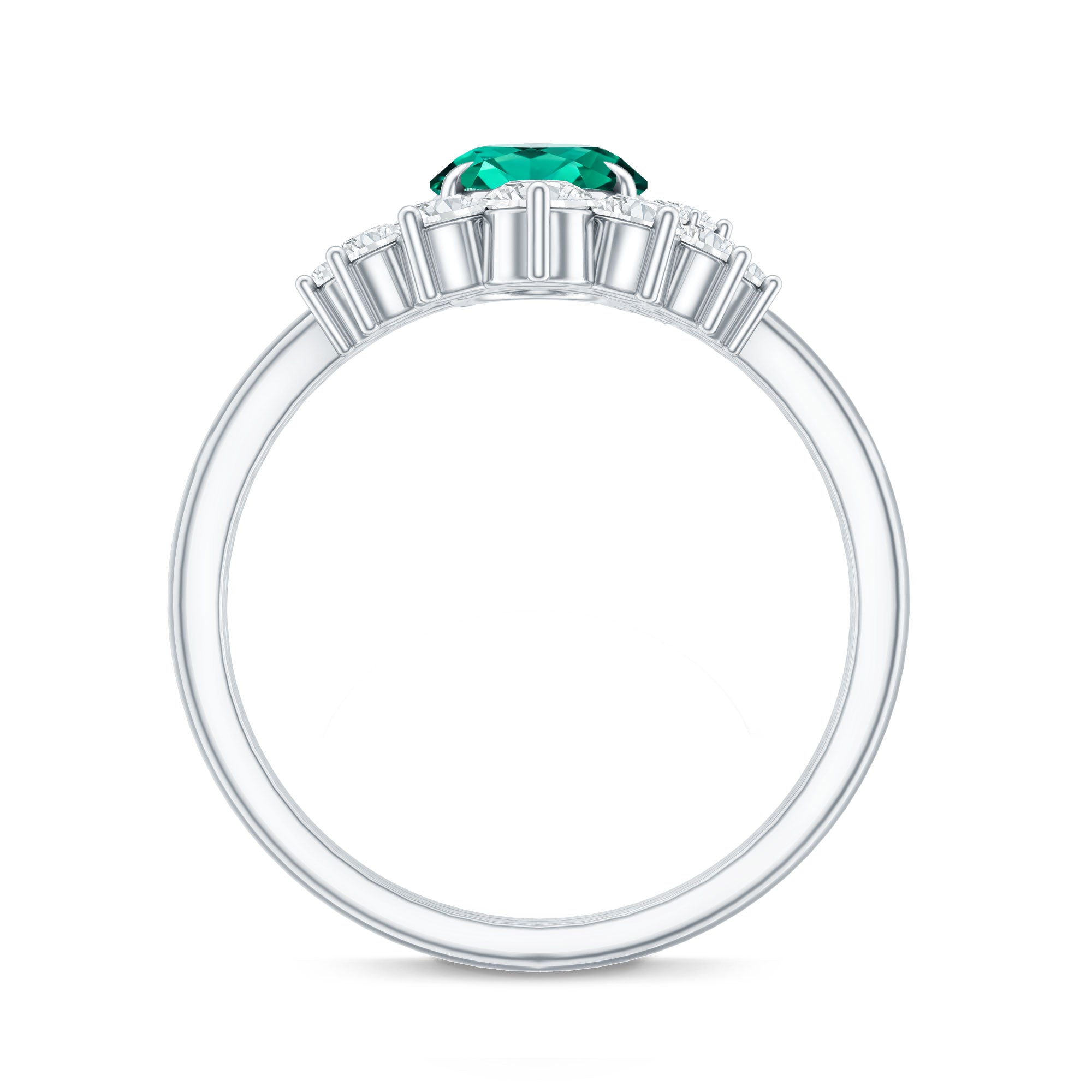 Designer Lab Grown Emerald Oval Engagement Ring with Diamond Enhancer