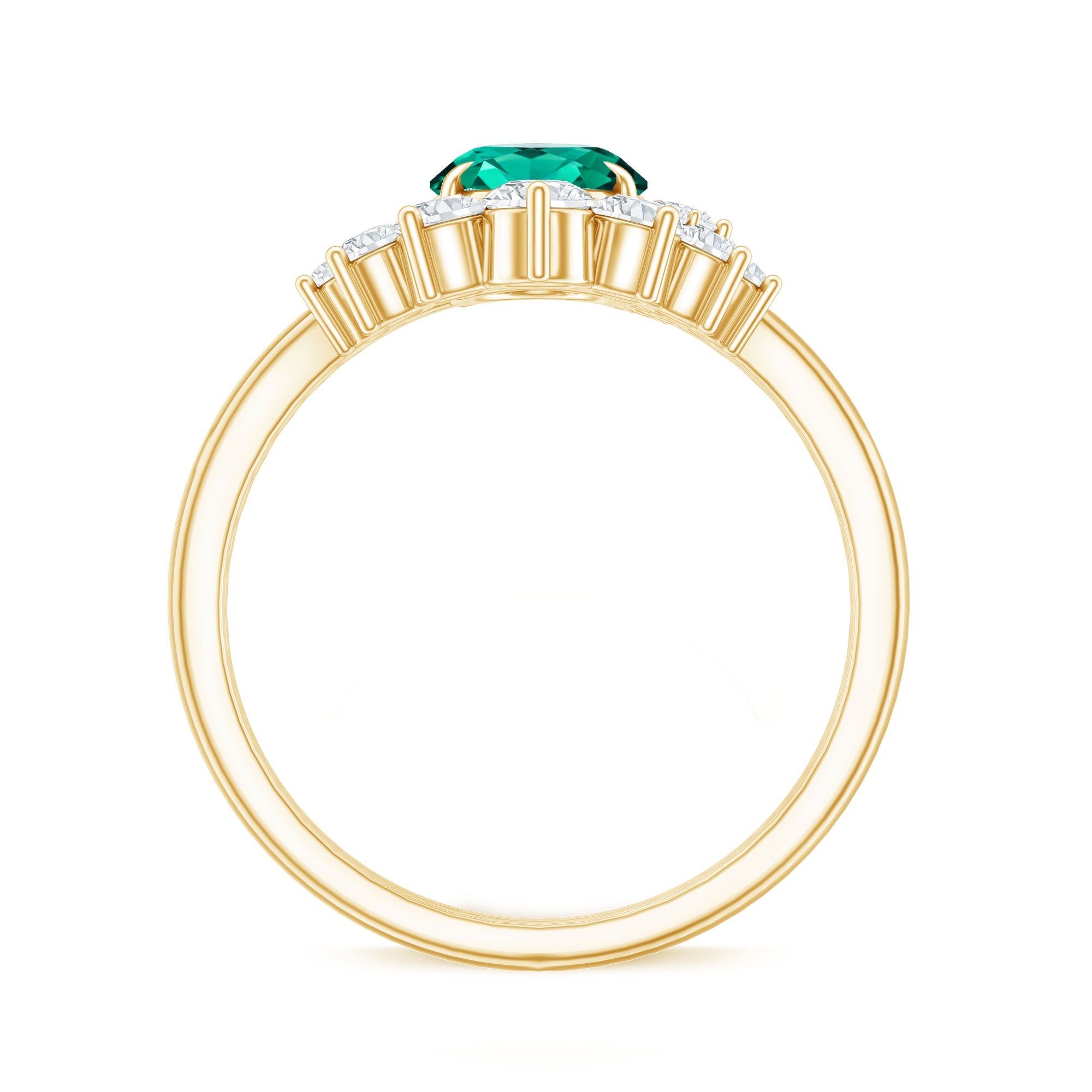 Designer Lab Grown Emerald Oval Engagement Ring with Diamond Enhancer