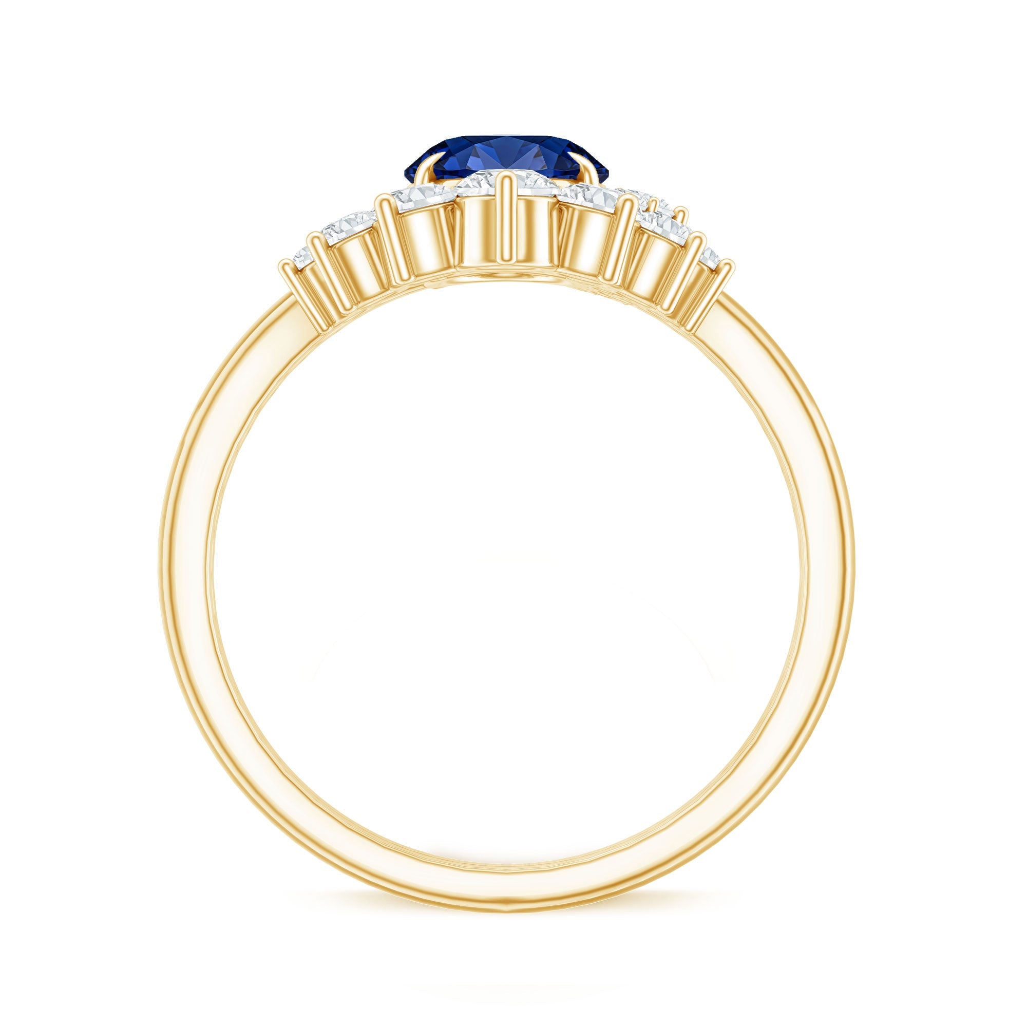 Certified 1.5 Carat Lab Grown Blue Sapphire Diamond Oval Engagement Ring with Enhancer