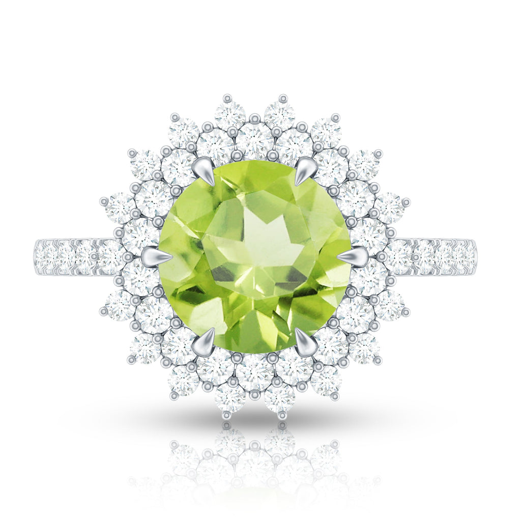 Certified Real 2 Carat Peridot Statement Engagement Ring