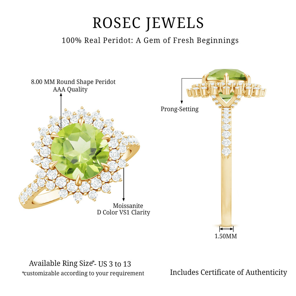 Certified Real 2 Carat Peridot Statement Engagement Ring