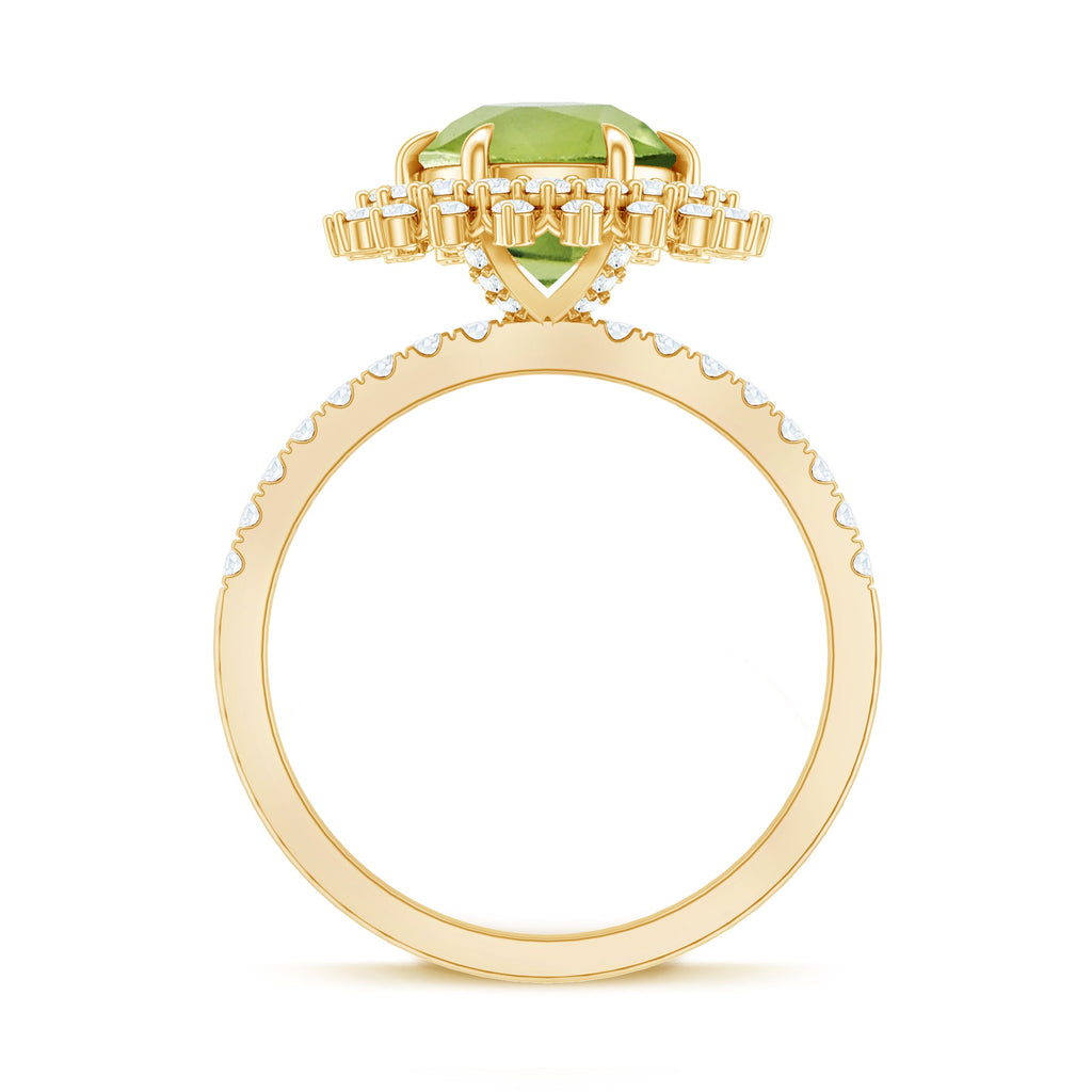 Certified Real 2 Carat Peridot Statement Engagement Ring