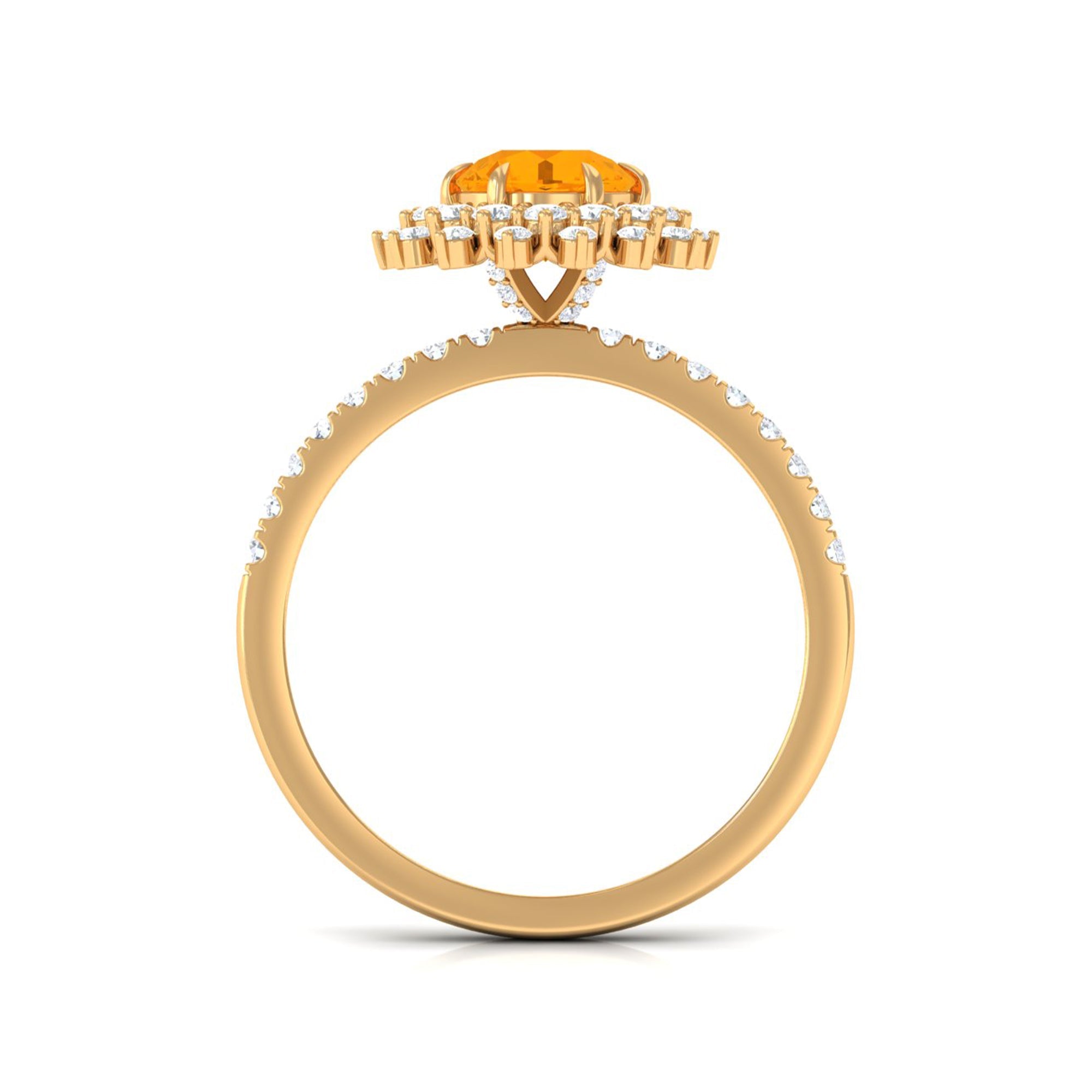 Round Fire Opal Statement Engagement Ring with Moissanite