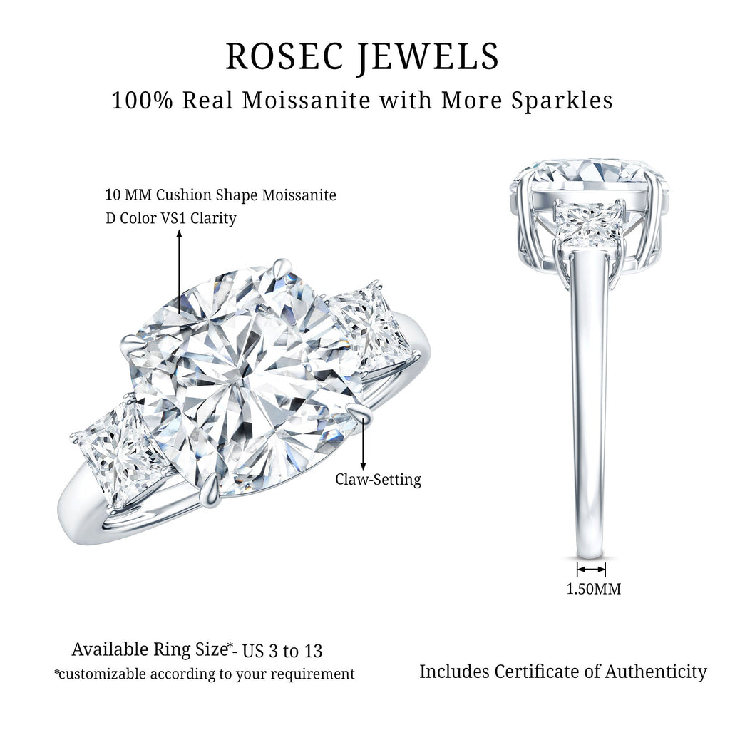 Cushion Moissanite Huge Engagement Ring