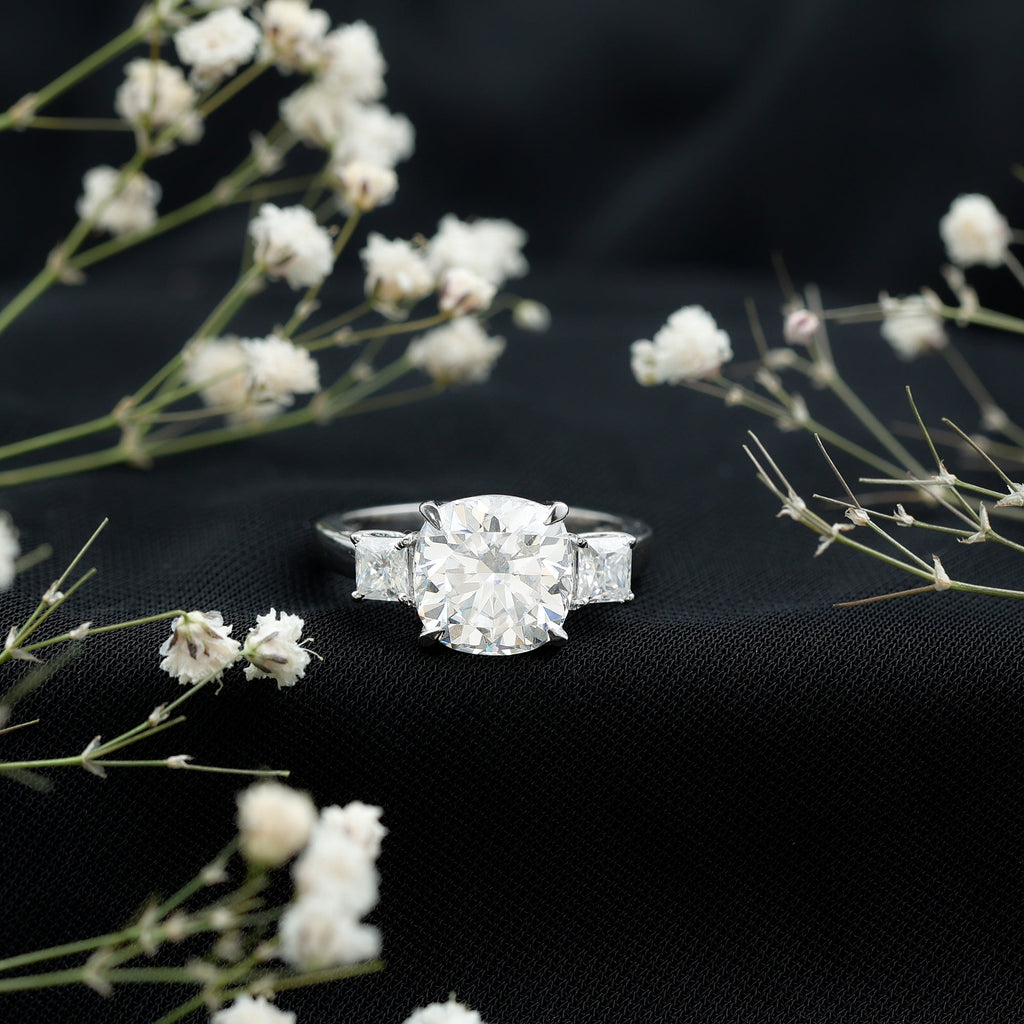 Cushion Moissanite Huge Engagement Ring