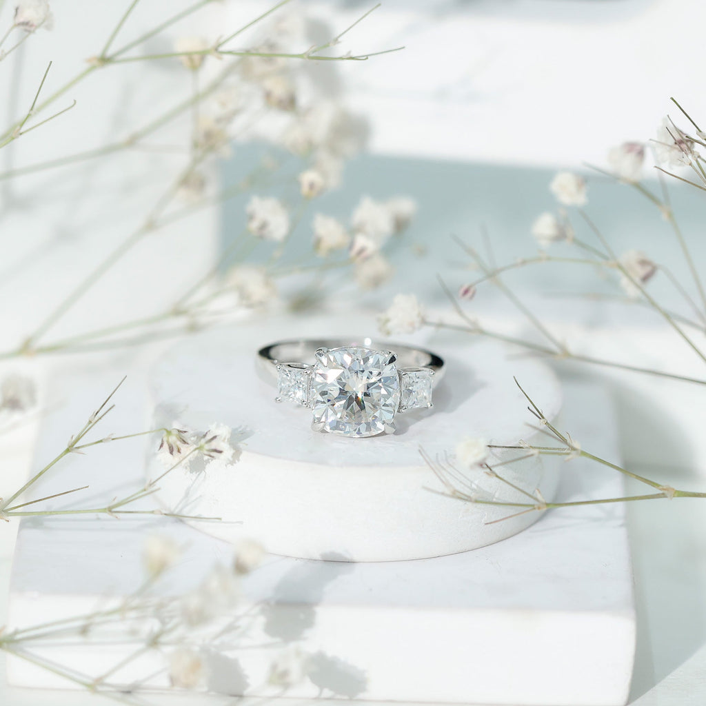 Cushion Moissanite Huge Engagement Ring