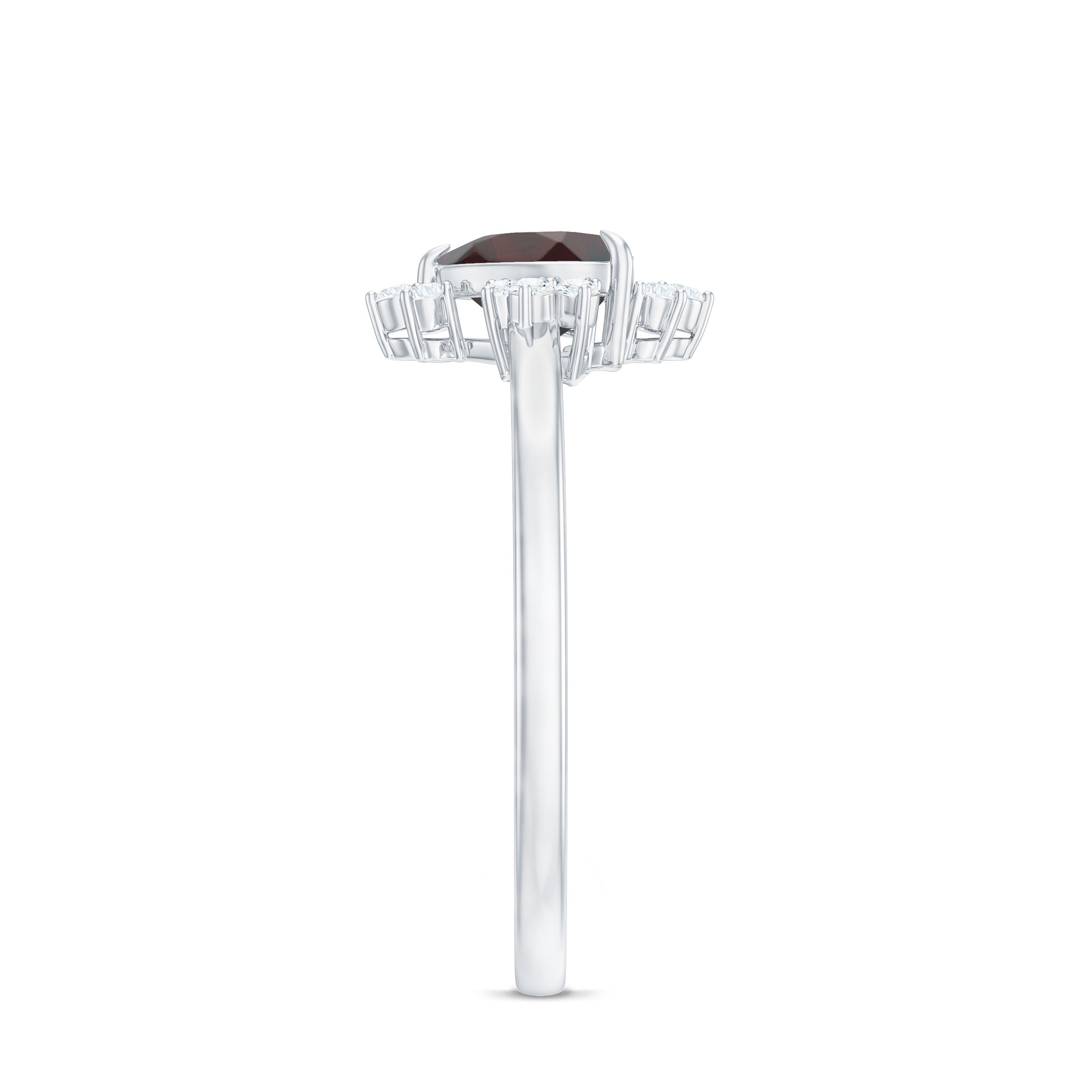 Certified Real Garnet Heart Engagement Ring with Diamond