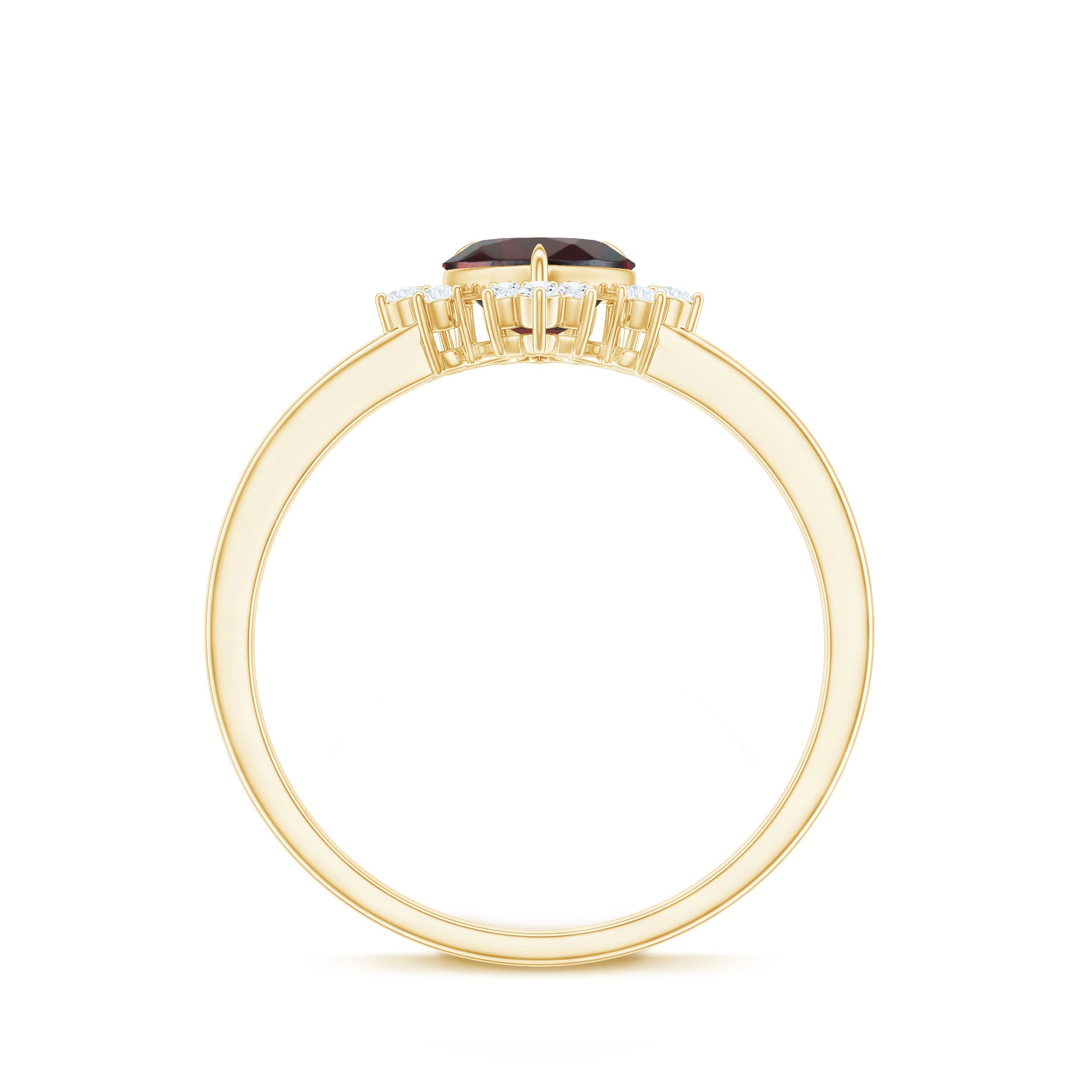 Certified Real Garnet Heart Engagement Ring with Diamond