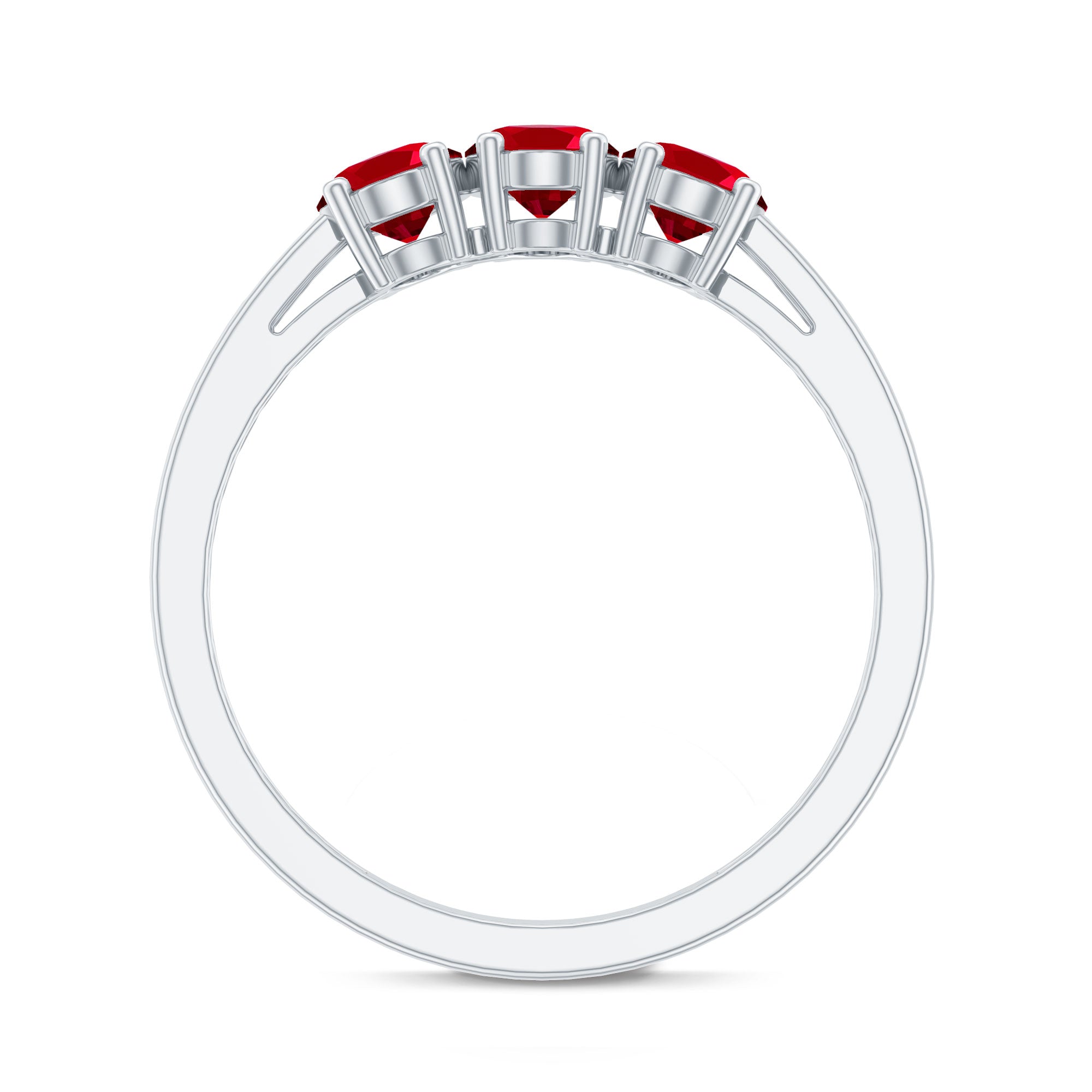 Oval Cut Lab Created Ruby Three Stone Engagement Ring