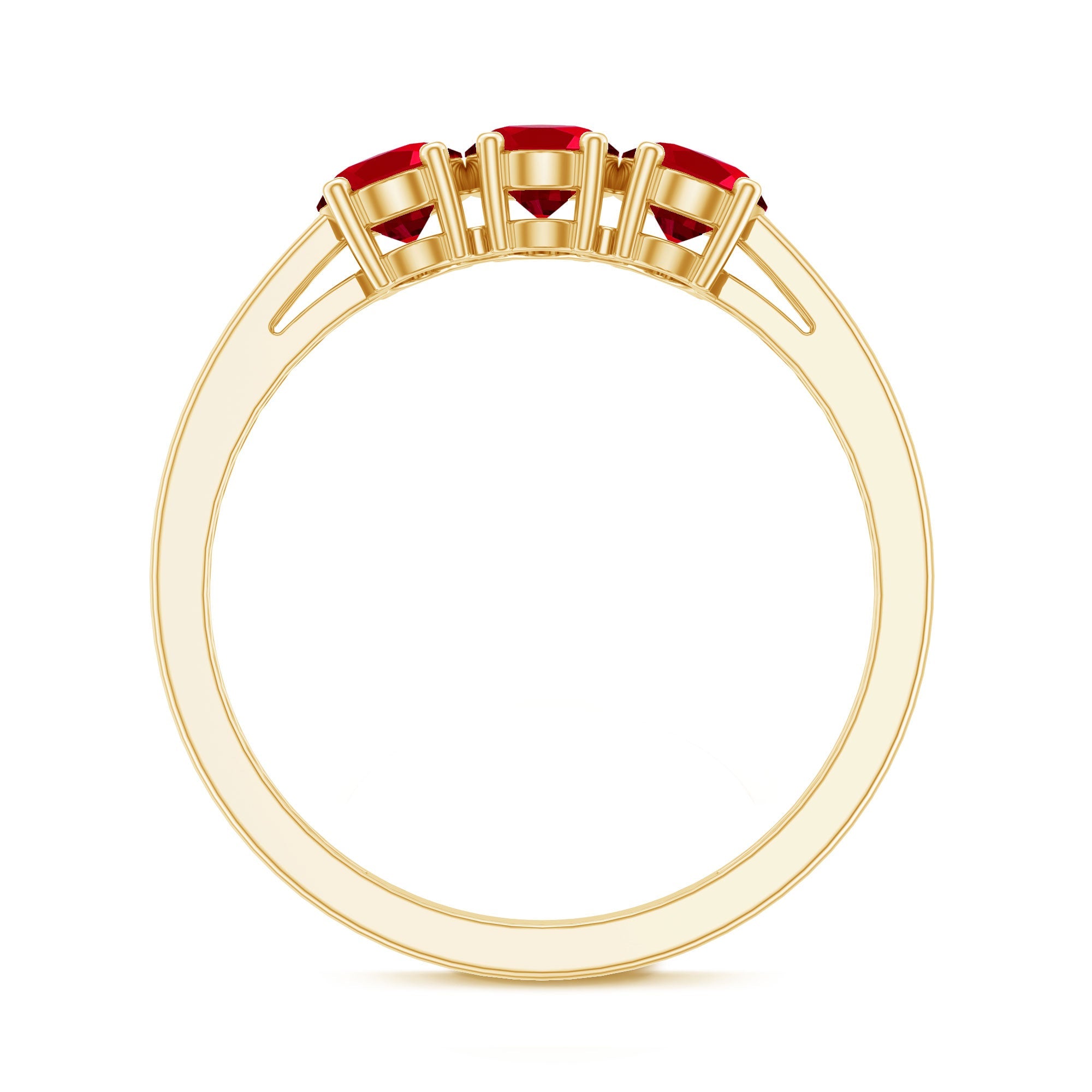Oval Cut Lab Created Ruby Three Stone Engagement Ring