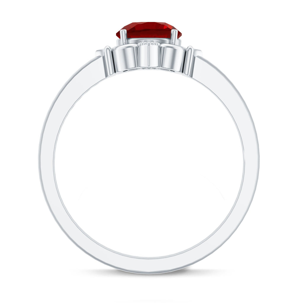 Art Deco Style Lab Created Ruby Solitaire Engagement Ring
