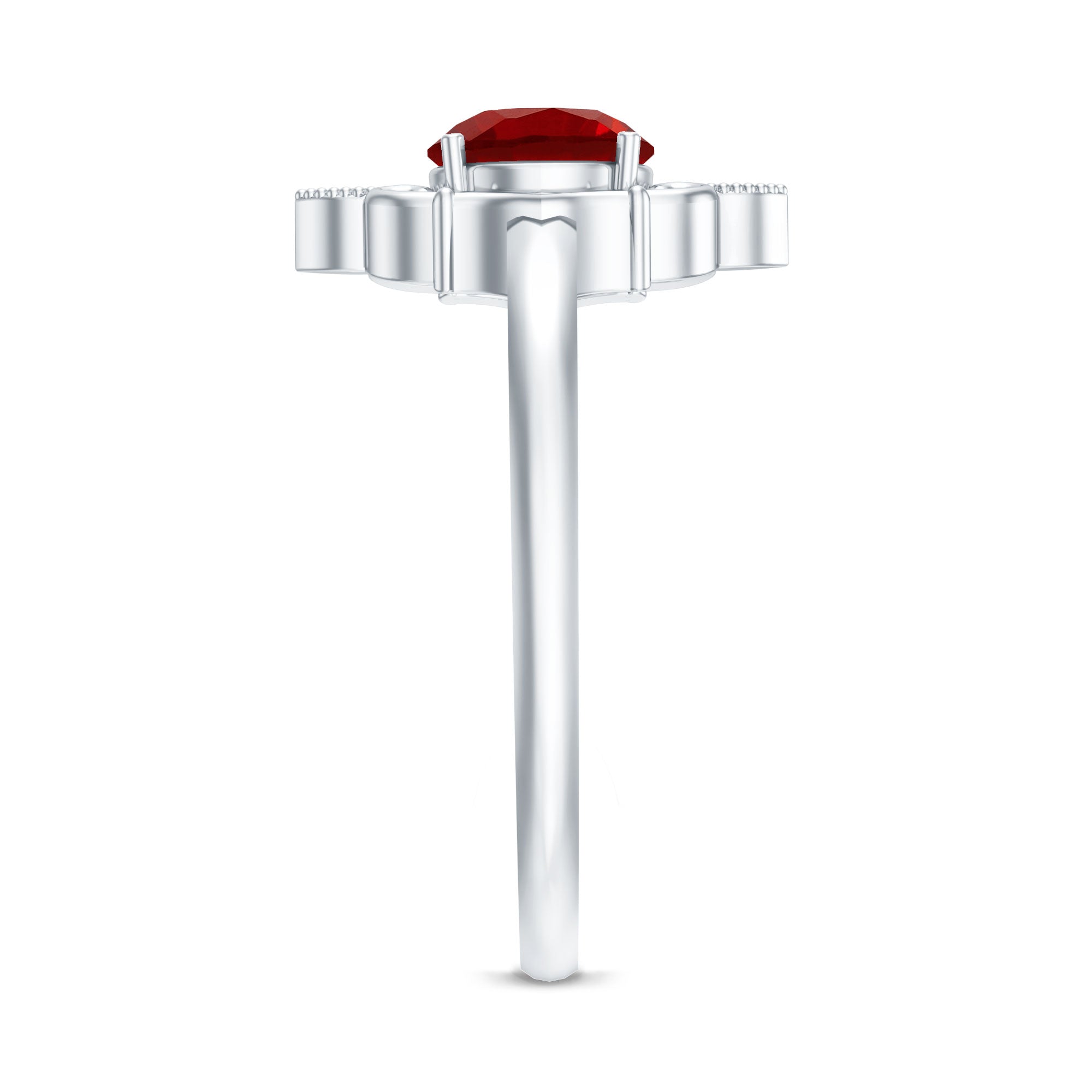 Art Deco Style Lab Created Ruby Solitaire Engagement Ring