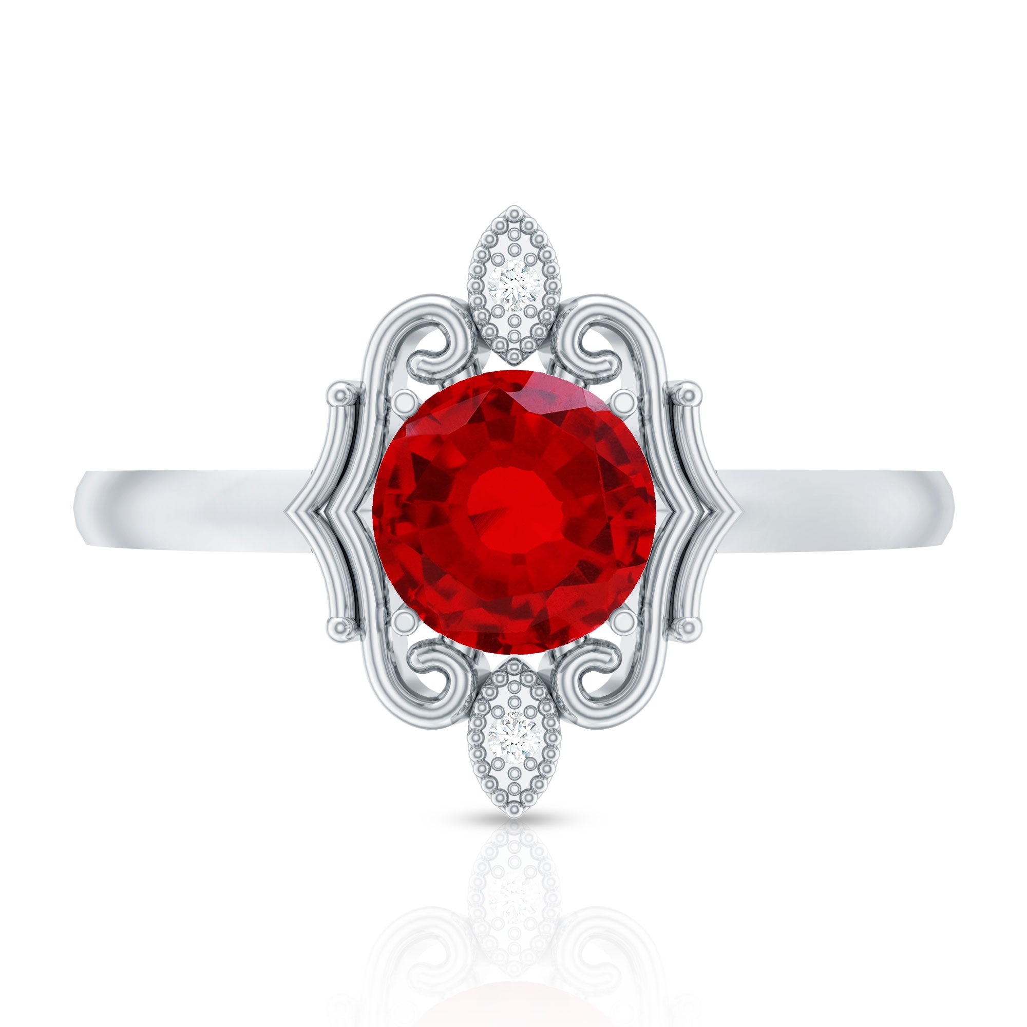 Art Deco Style Lab Created Ruby Solitaire Engagement Ring