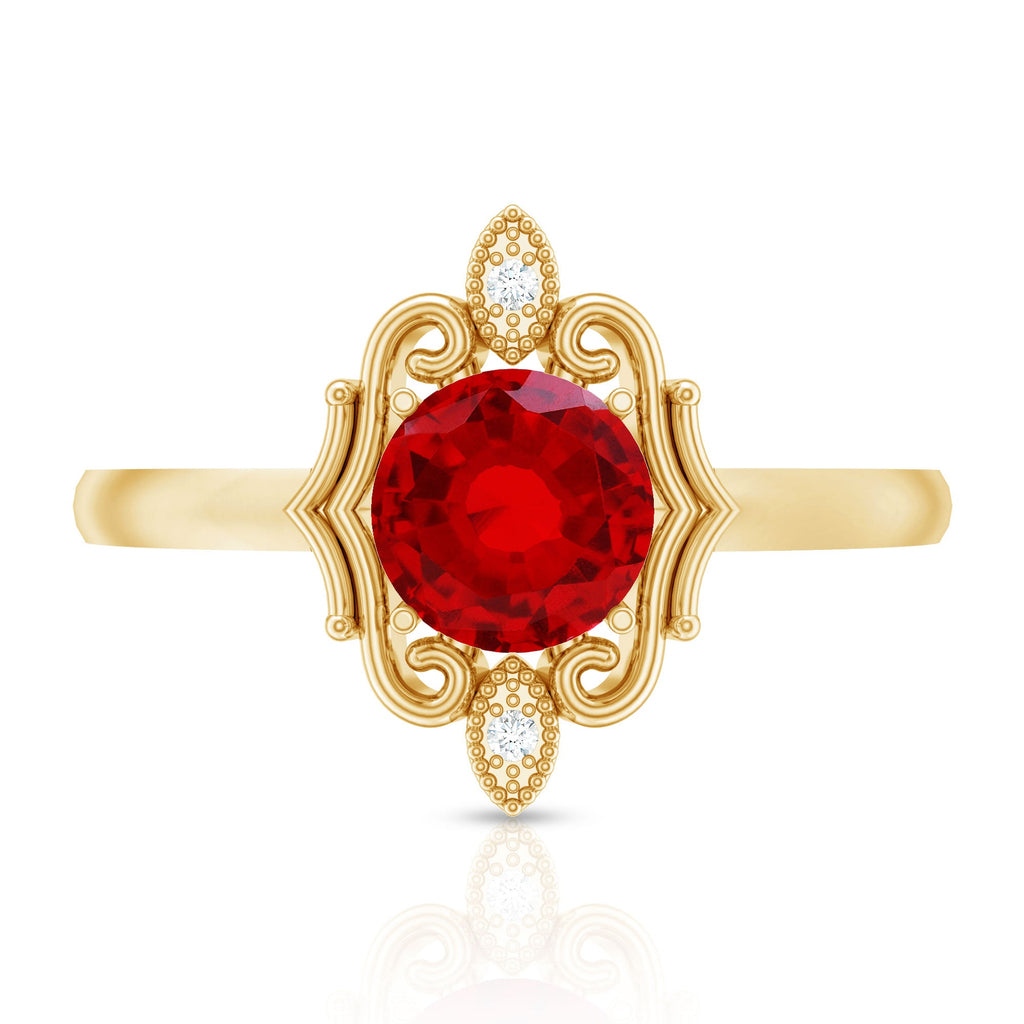 Art Deco Style Lab Created Ruby Solitaire Engagement Ring