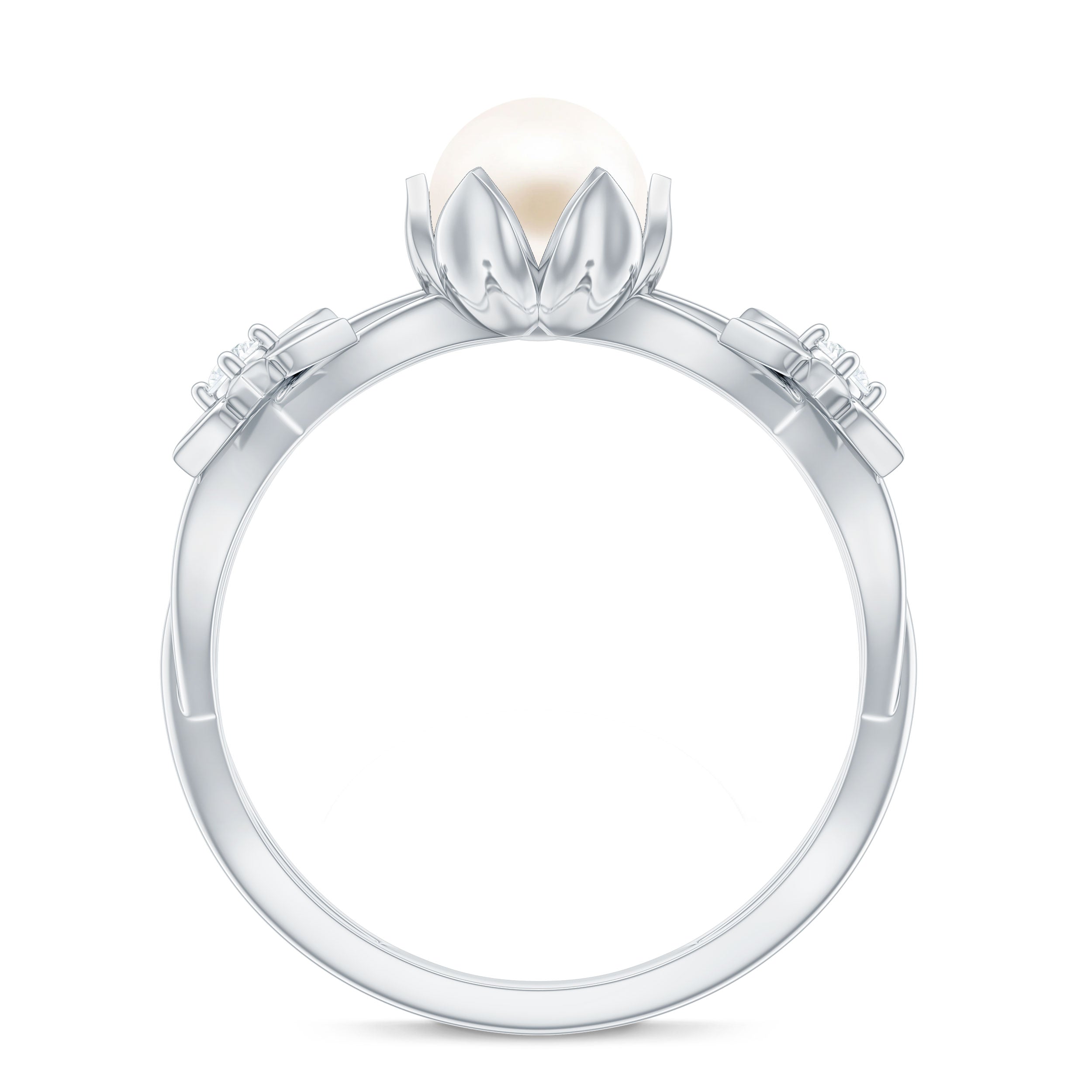 Real 7.48 Carat Freshwater Pearl Flower Engagement Ring with Diamond