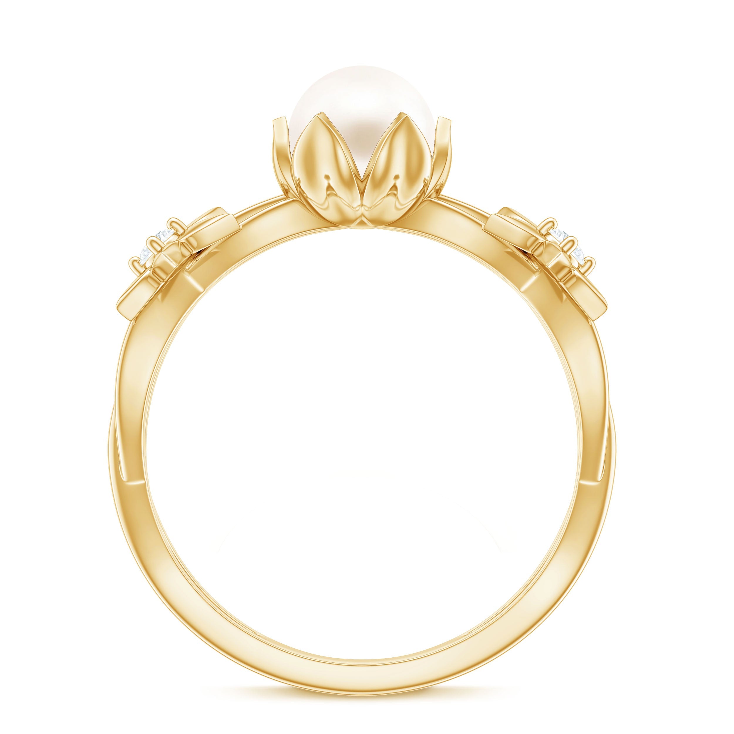 Real 7.48 Carat Freshwater Pearl Flower Engagement Ring with Diamond