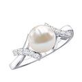 Pure Freshwater Pearl Solitaire Crossover Ring with Diamond