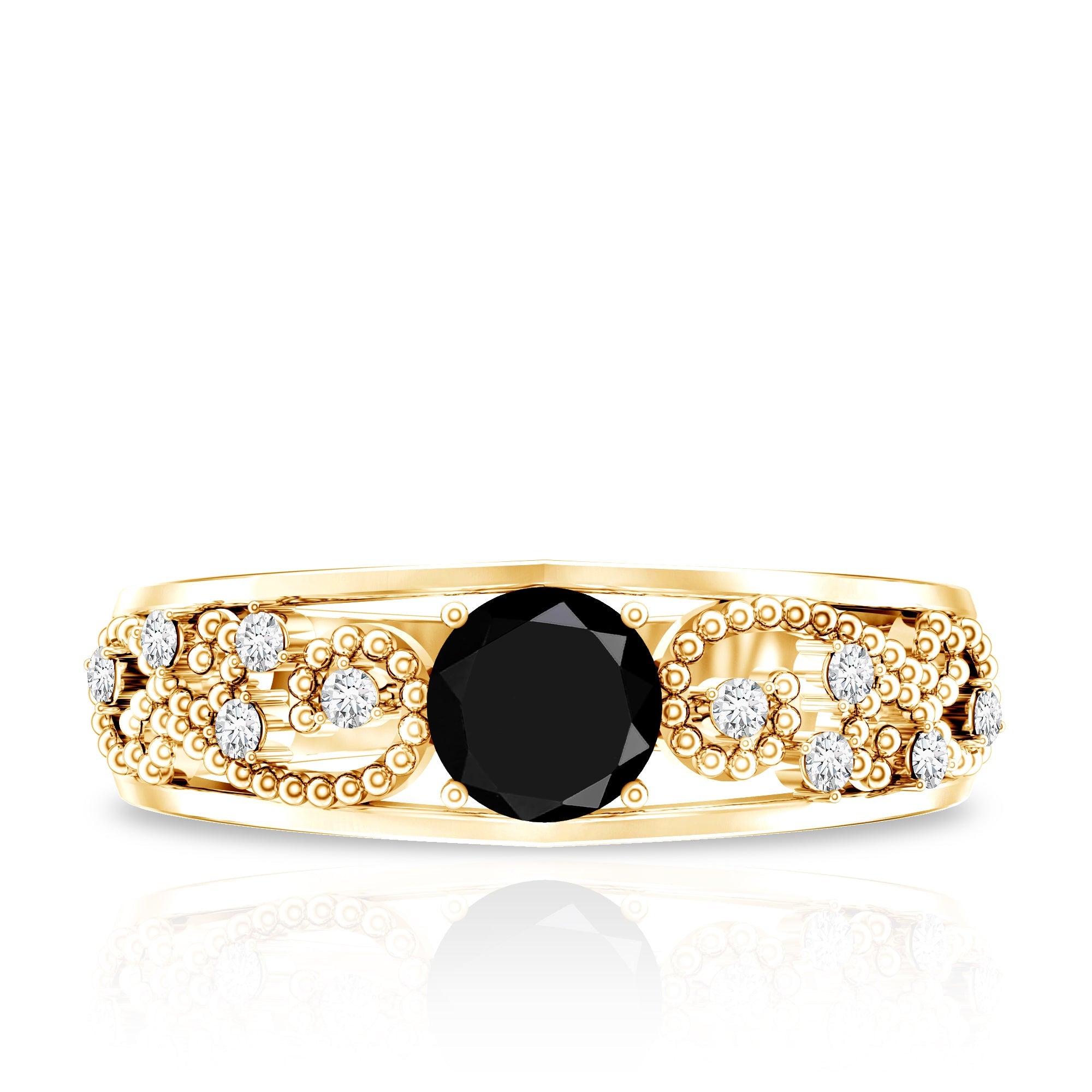 Vintage Inspired 0.8 Carat Lab Grown Black and White Diamond Engagement Ring