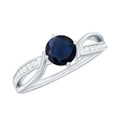 Real 0.95 Carat Round Blue Sapphire Infinity Engagement Ring with Diamond