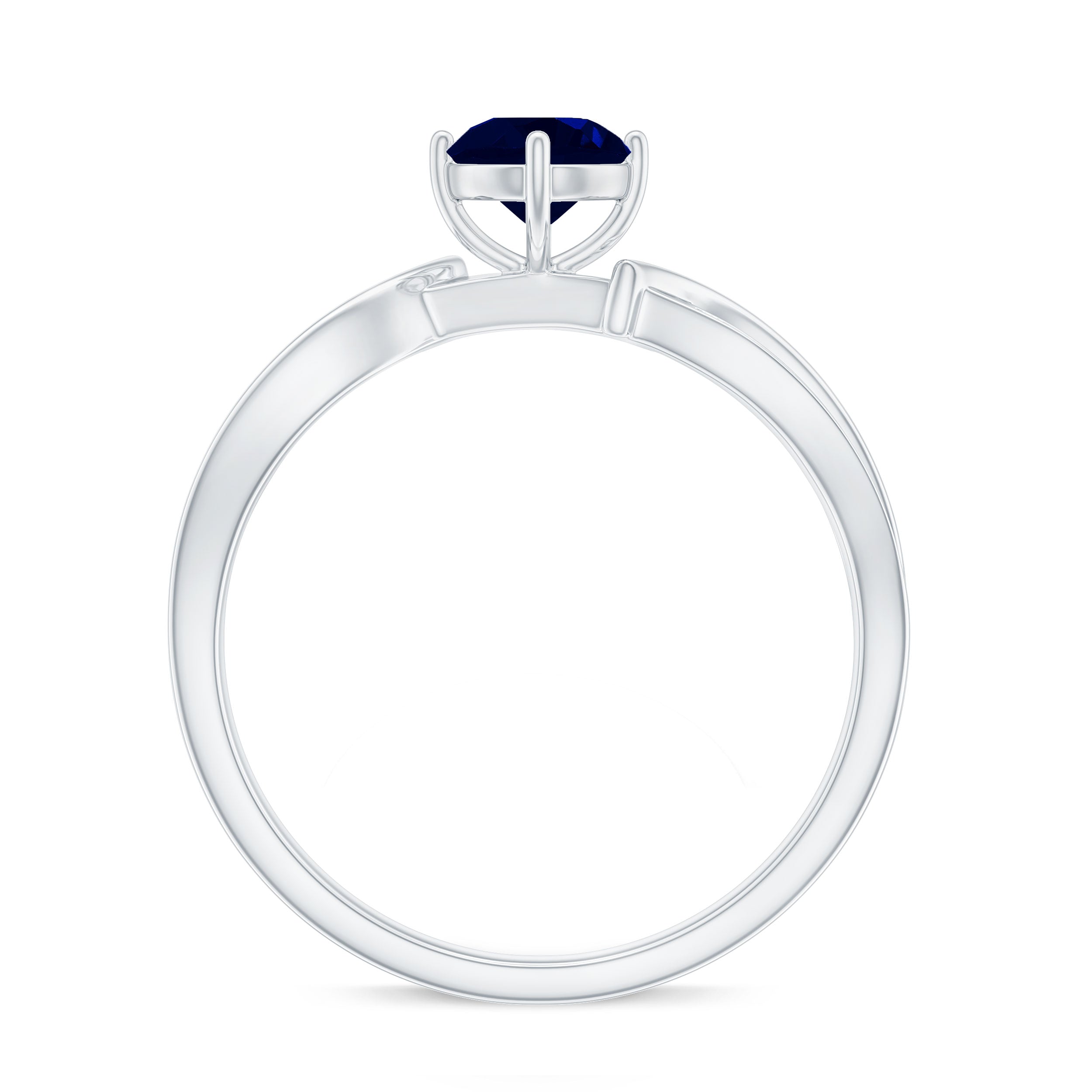 Real 0.95 Carat Round Blue Sapphire Infinity Engagement Ring with Diamond